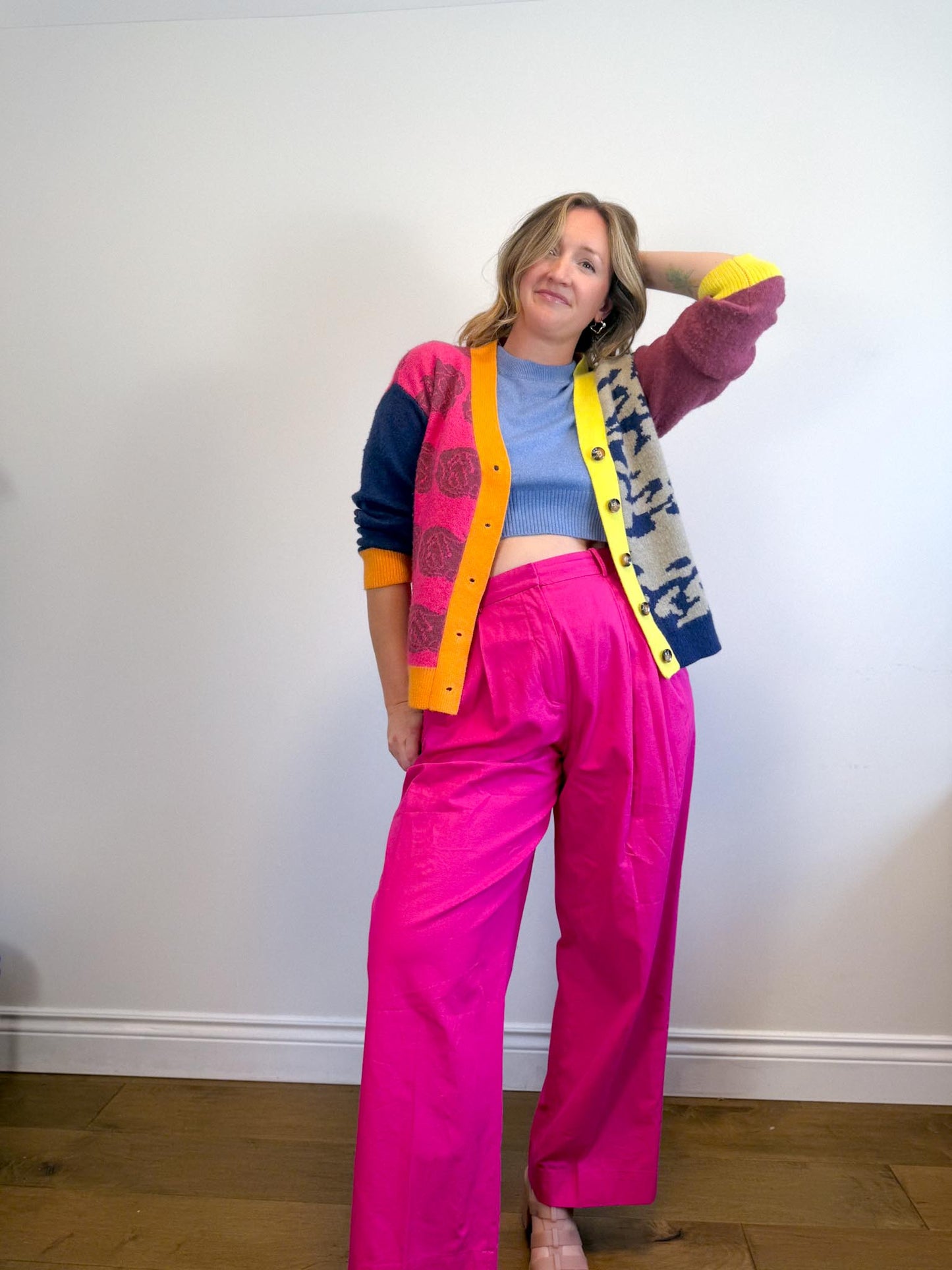 COS "Relaxed Tailored Wide Leg Trousers in Bright Pink" (Size 12)
