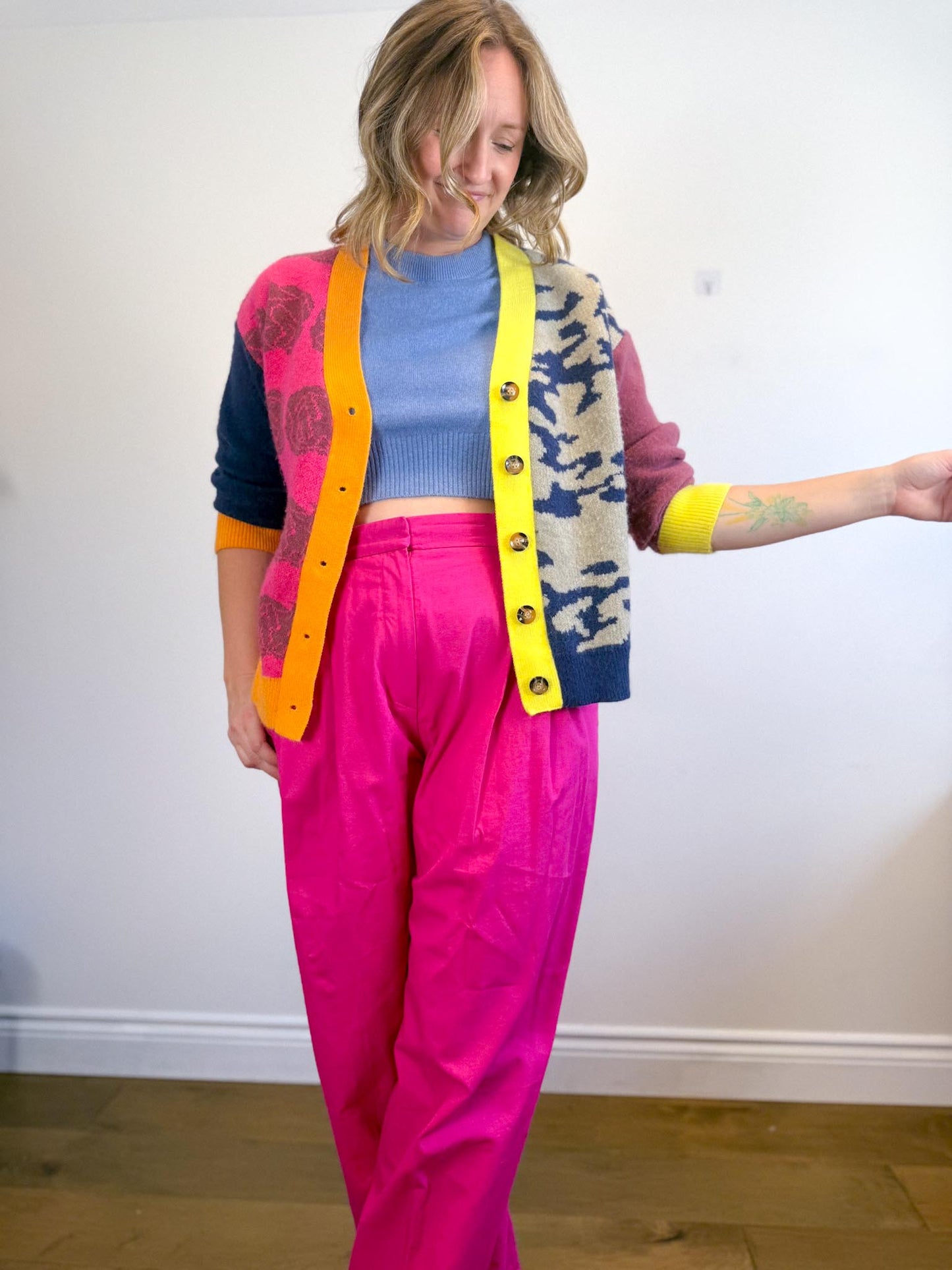 COS "Relaxed Tailored Wide Leg Trousers in Bright Pink" (Size 12)