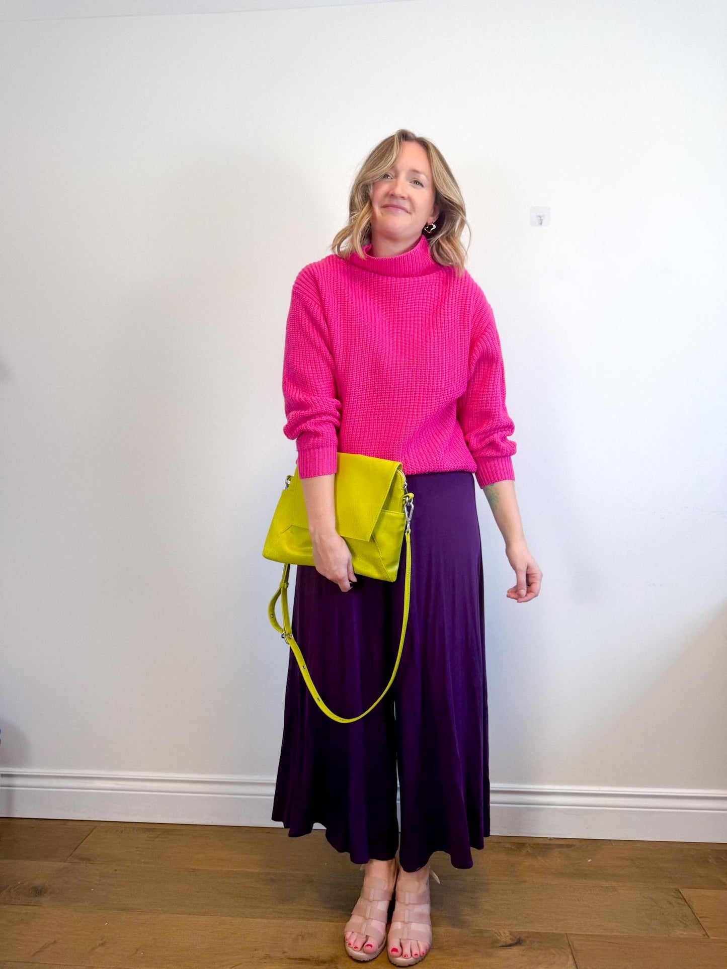 METTAMADE Slow Fashion Wide Leg Jumpsuit in Purple (Size L)