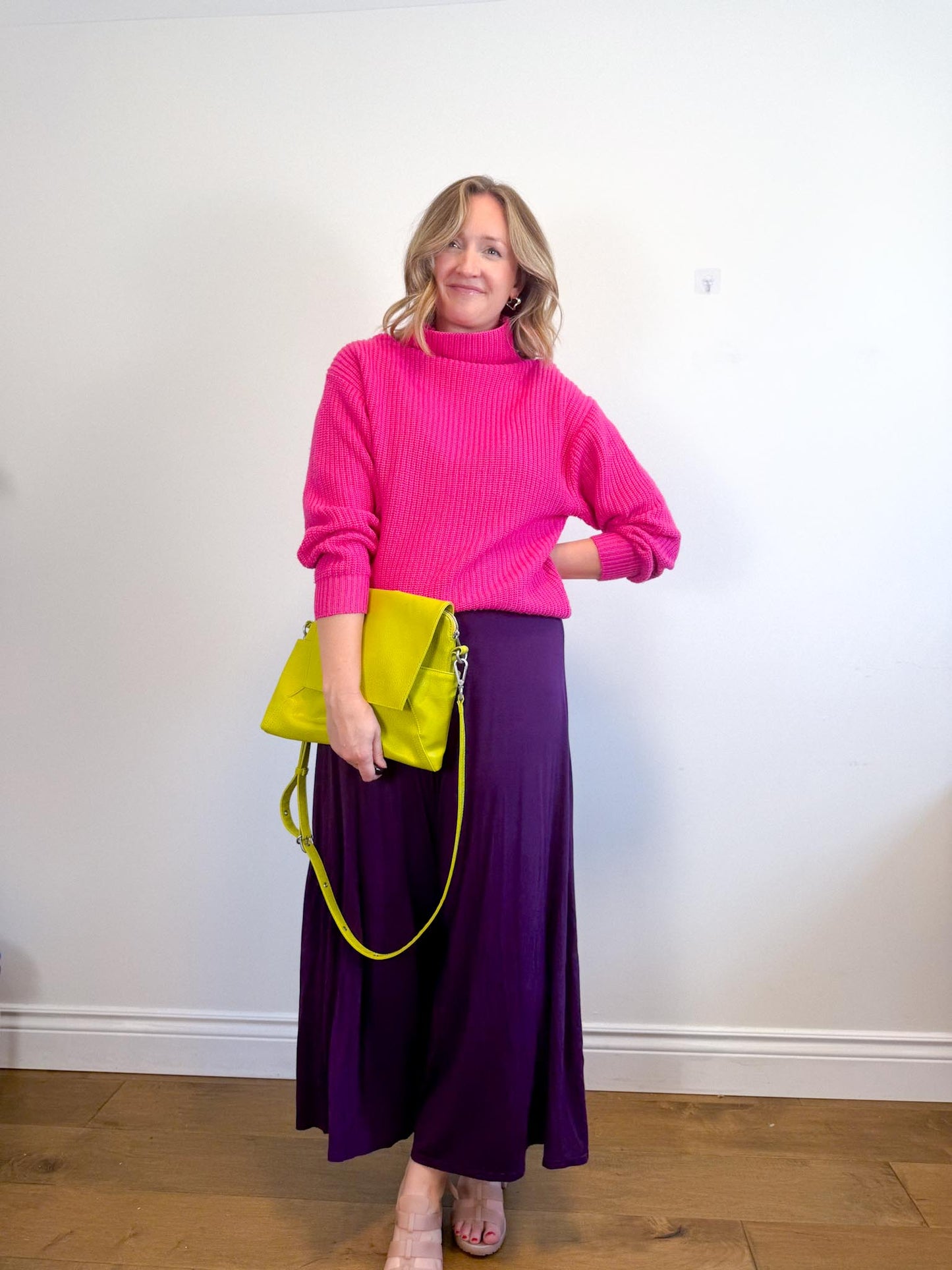 METTAMADE Slow Fashion Wide Leg Jumpsuit in Purple (Size L)
