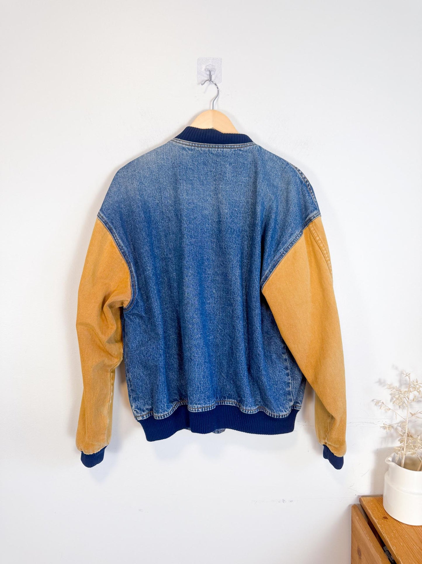 Vintage Denim Varsity Jacket (Size M/L)