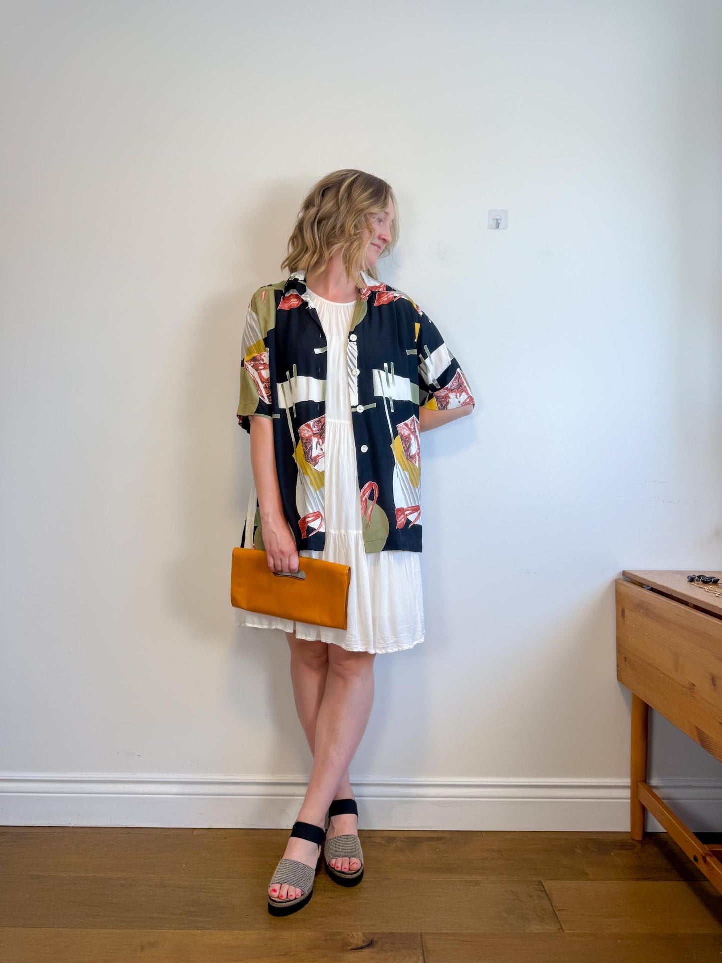 Vintage Abstract Print Blouse (Size XL)