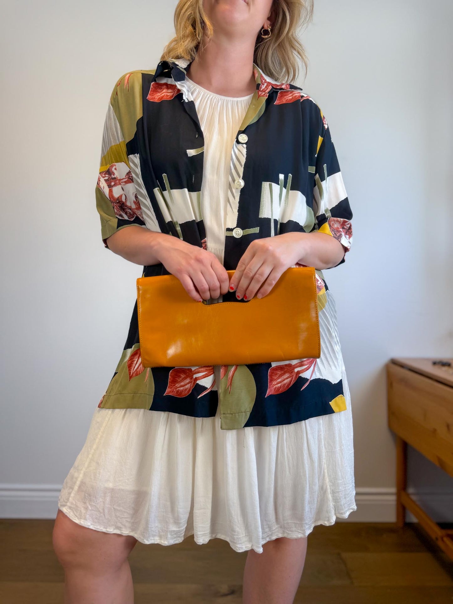Vintage Abstract Print Blouse (Size XL)