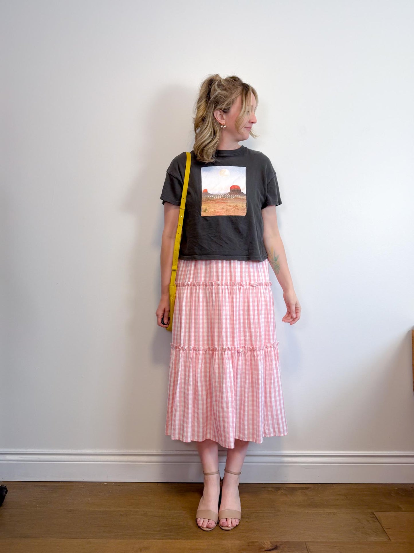 Aaron & Amber Smocked Maxi Dress in Pink Gingham (Size M)
