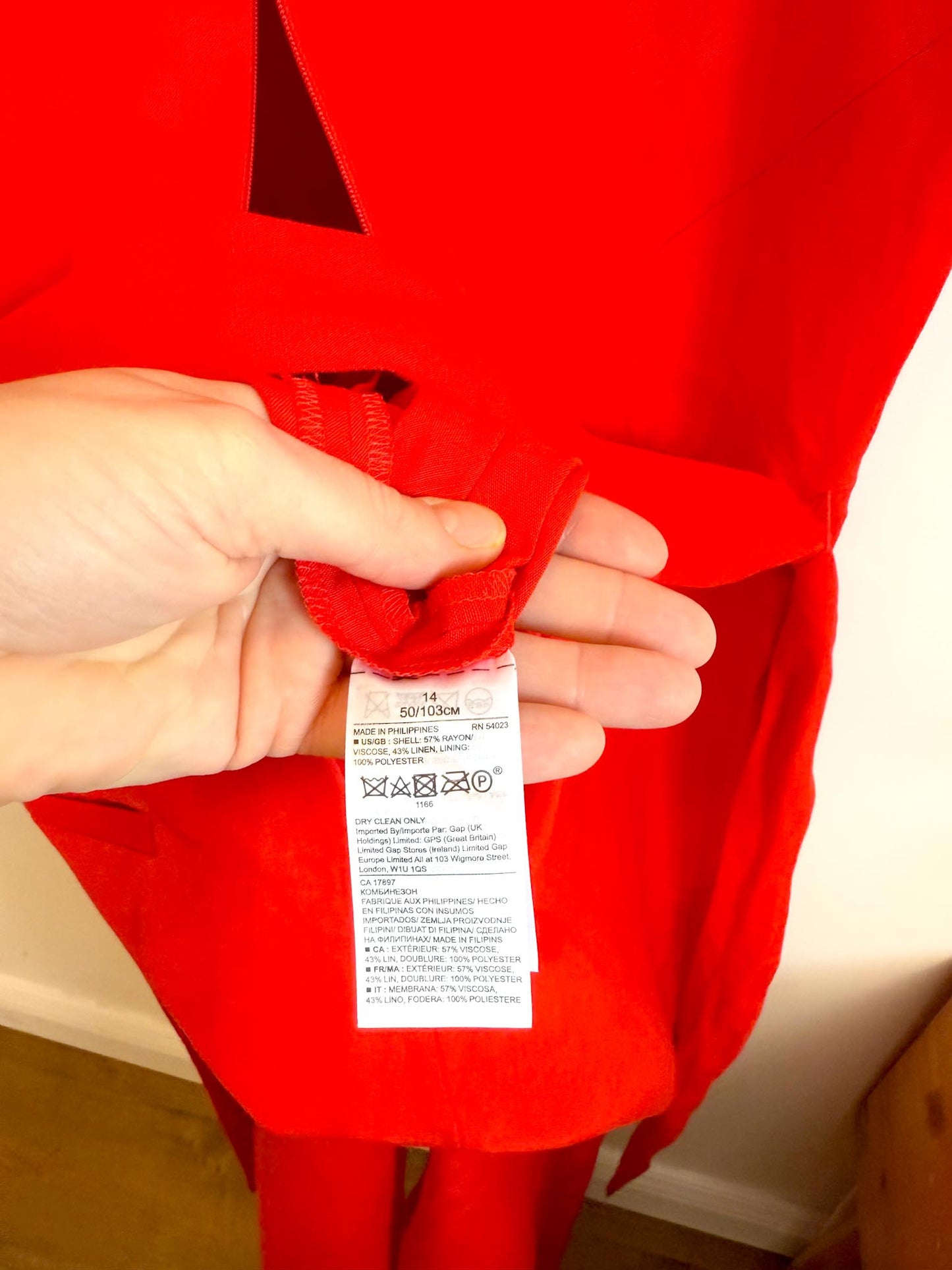 Banana Republic "Linen-Cotton Wide-Leg Cropped Jumpsuit in Red" (Size 14)