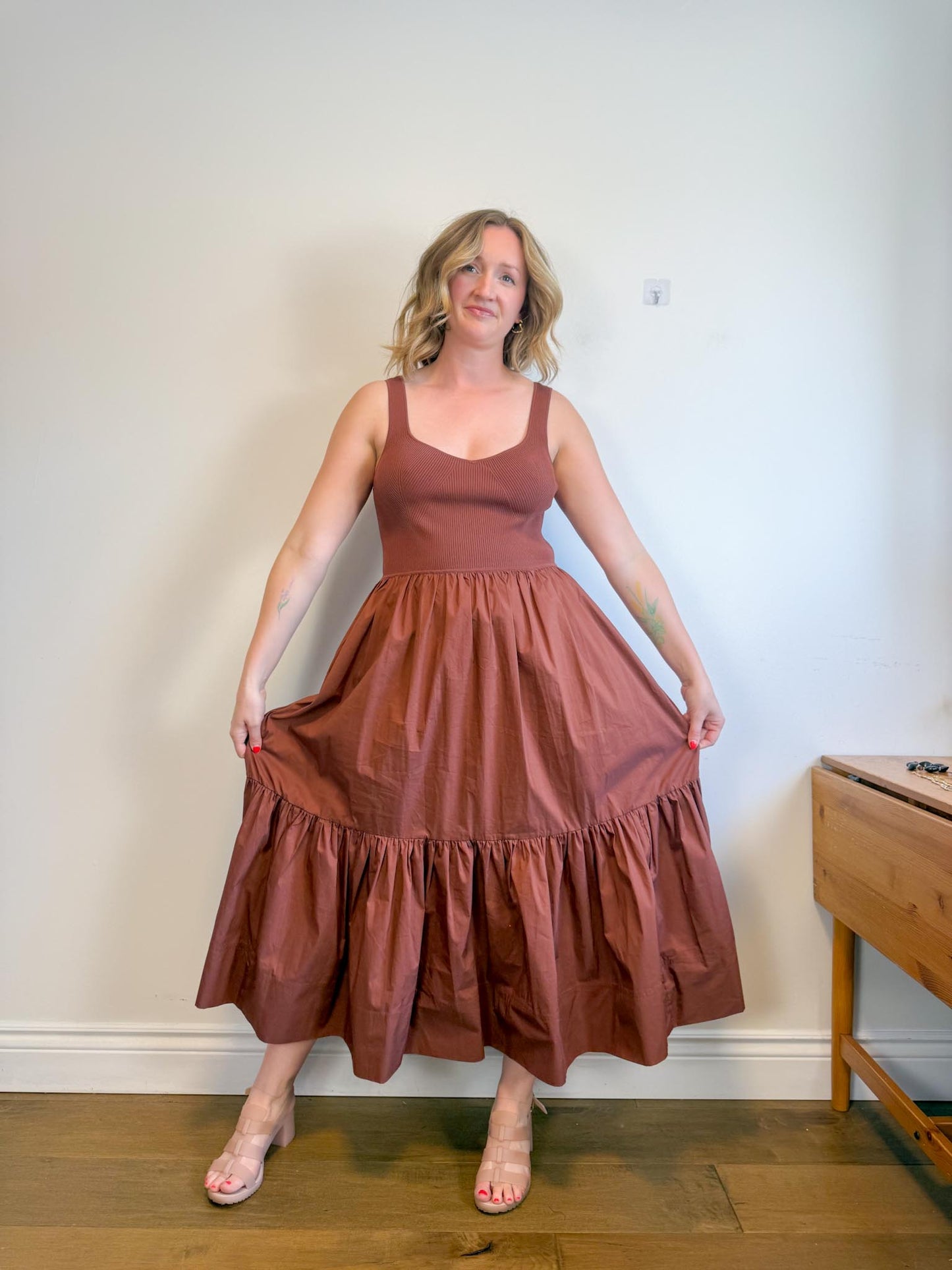 Tanya Taylor Designer "Josephina Dress in Brown" (Size L)