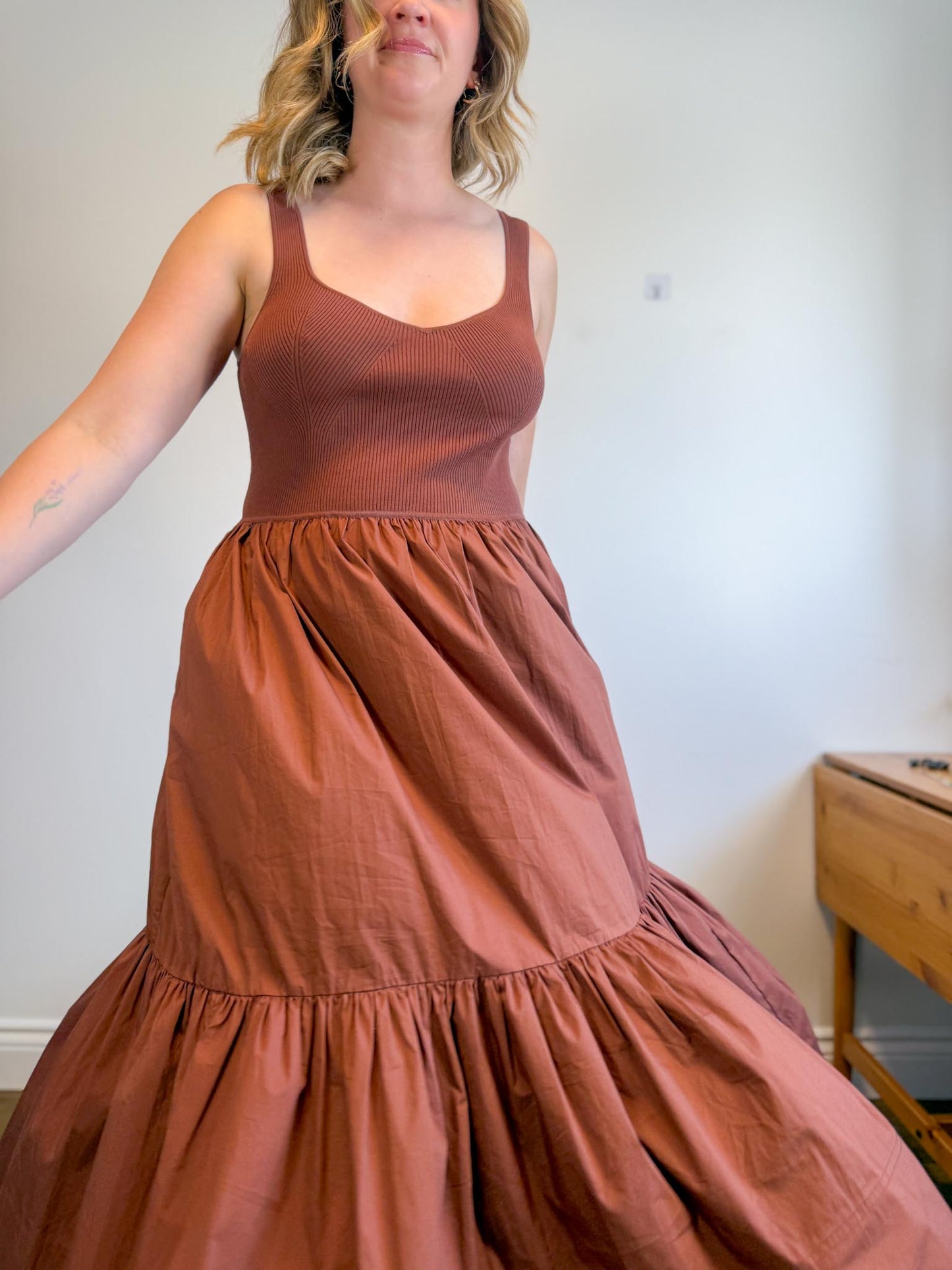 Tanya Taylor Designer "Josephina Dress in Brown" (Size L)