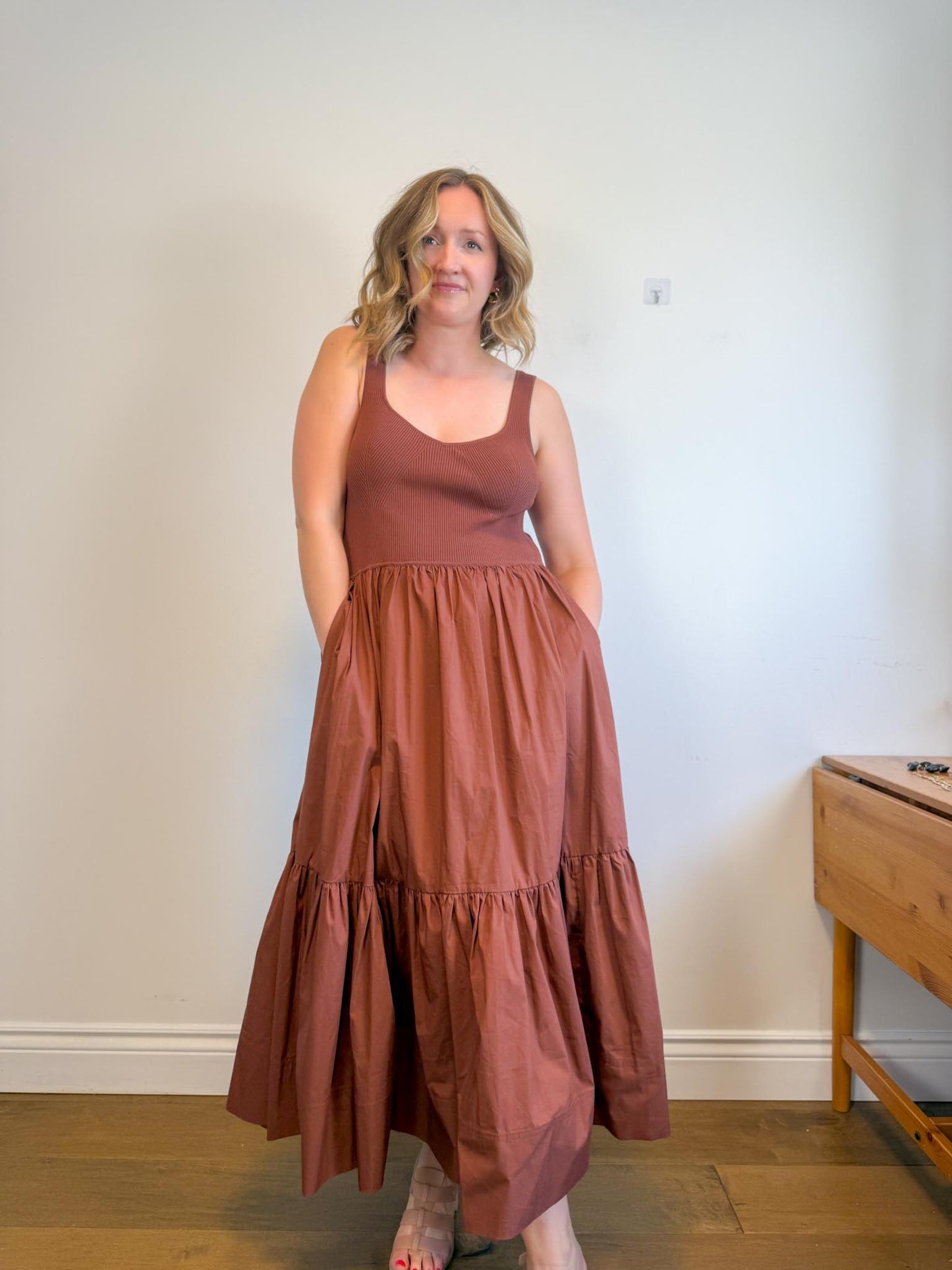 Tanya Taylor Designer "Josephina Dress in Brown" (Size L)