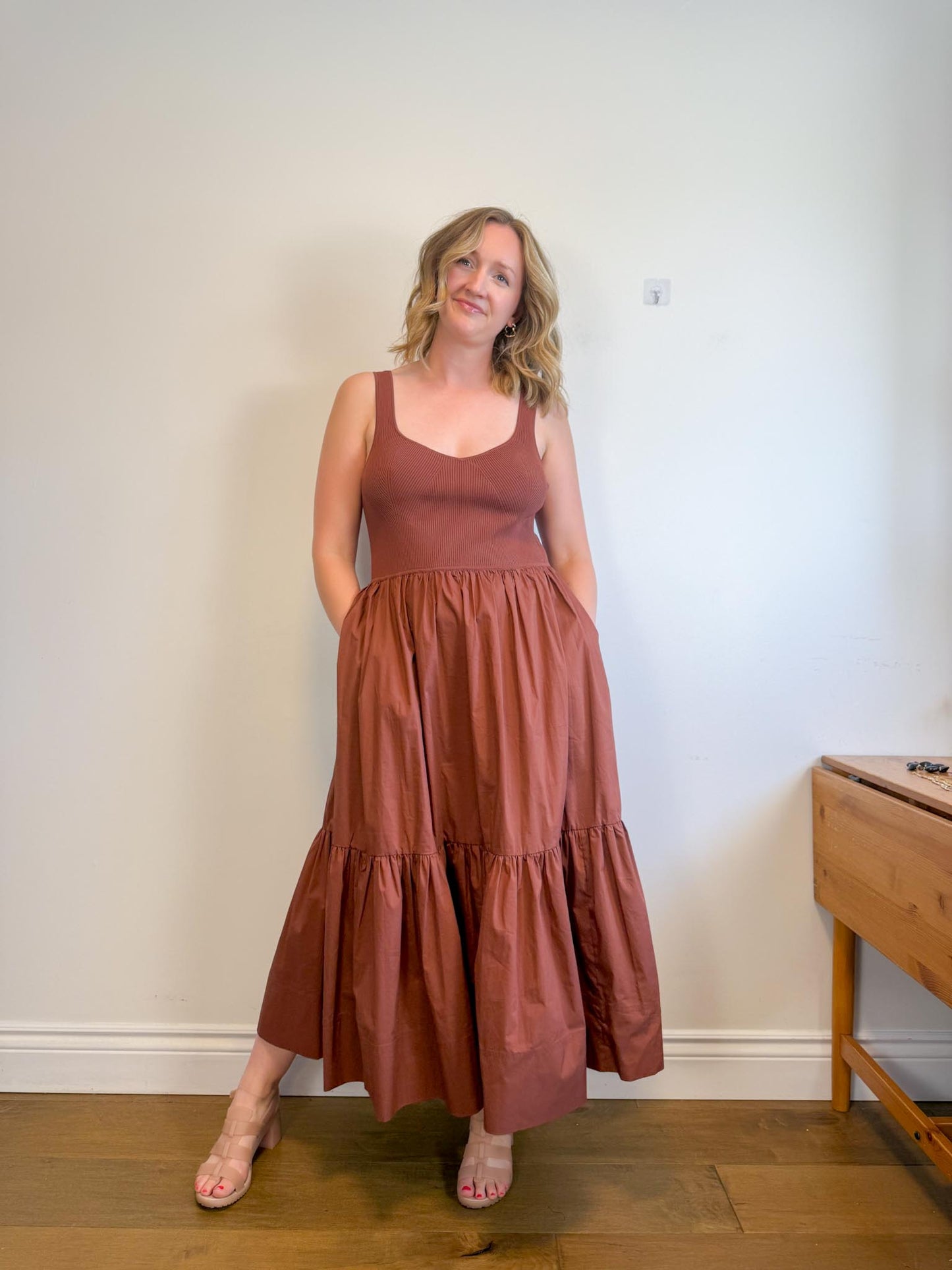 Tanya Taylor Designer "Josephina Dress in Brown" (Size L)