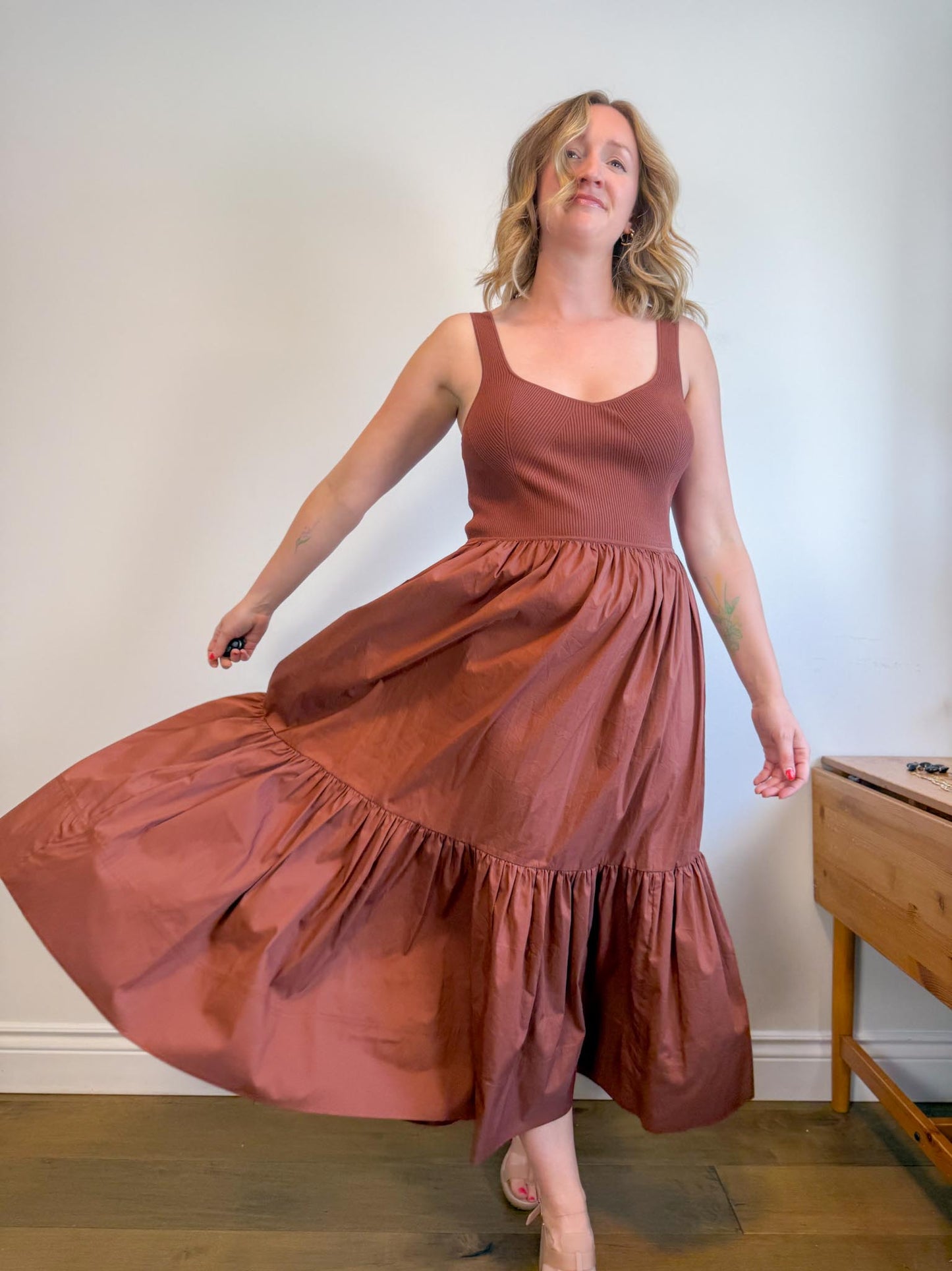 Tanya Taylor Designer "Josephina Dress in Brown" (Size L)