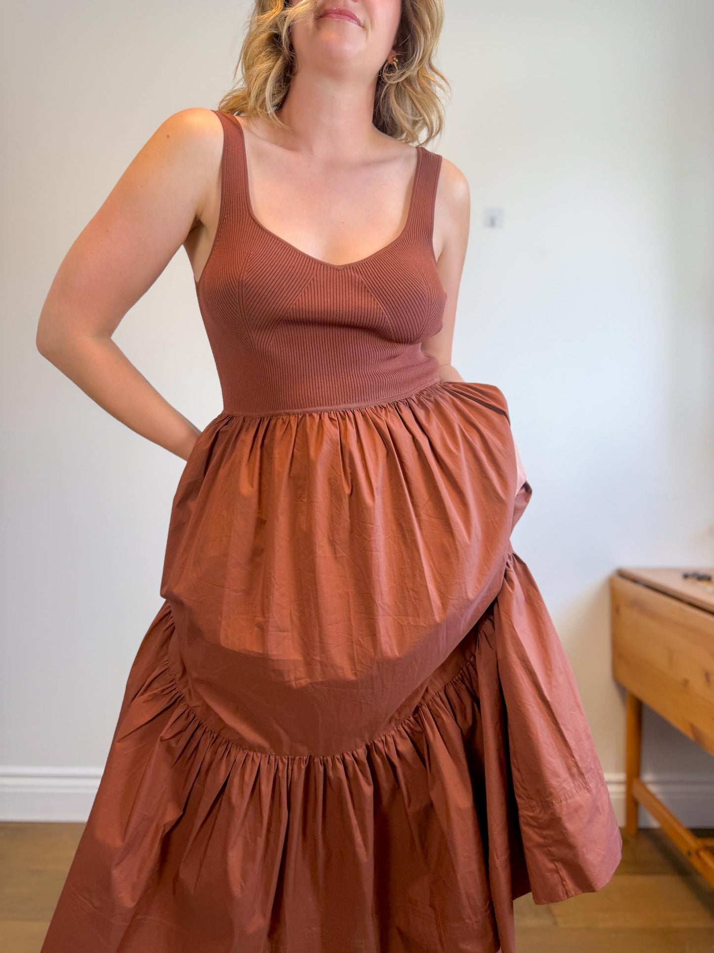 Tanya Taylor Designer "Josephina Dress in Brown" (Size L)
