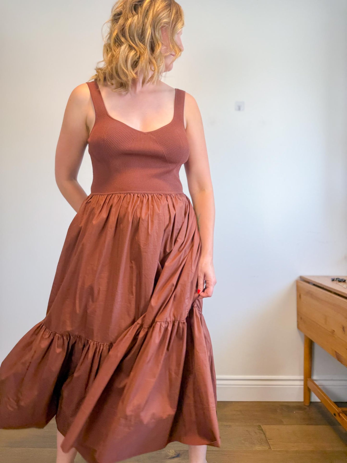 Tanya Taylor Designer "Josephina Dress in Brown" (Size L)