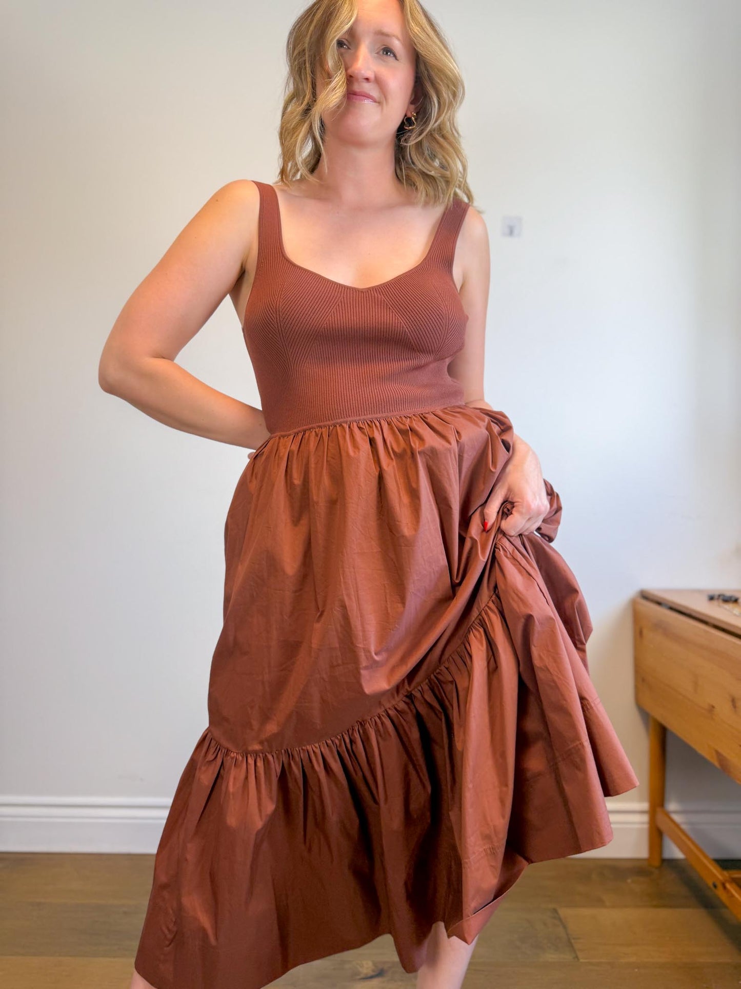 Tanya Taylor Designer "Josephina Dress in Brown" (Size L)