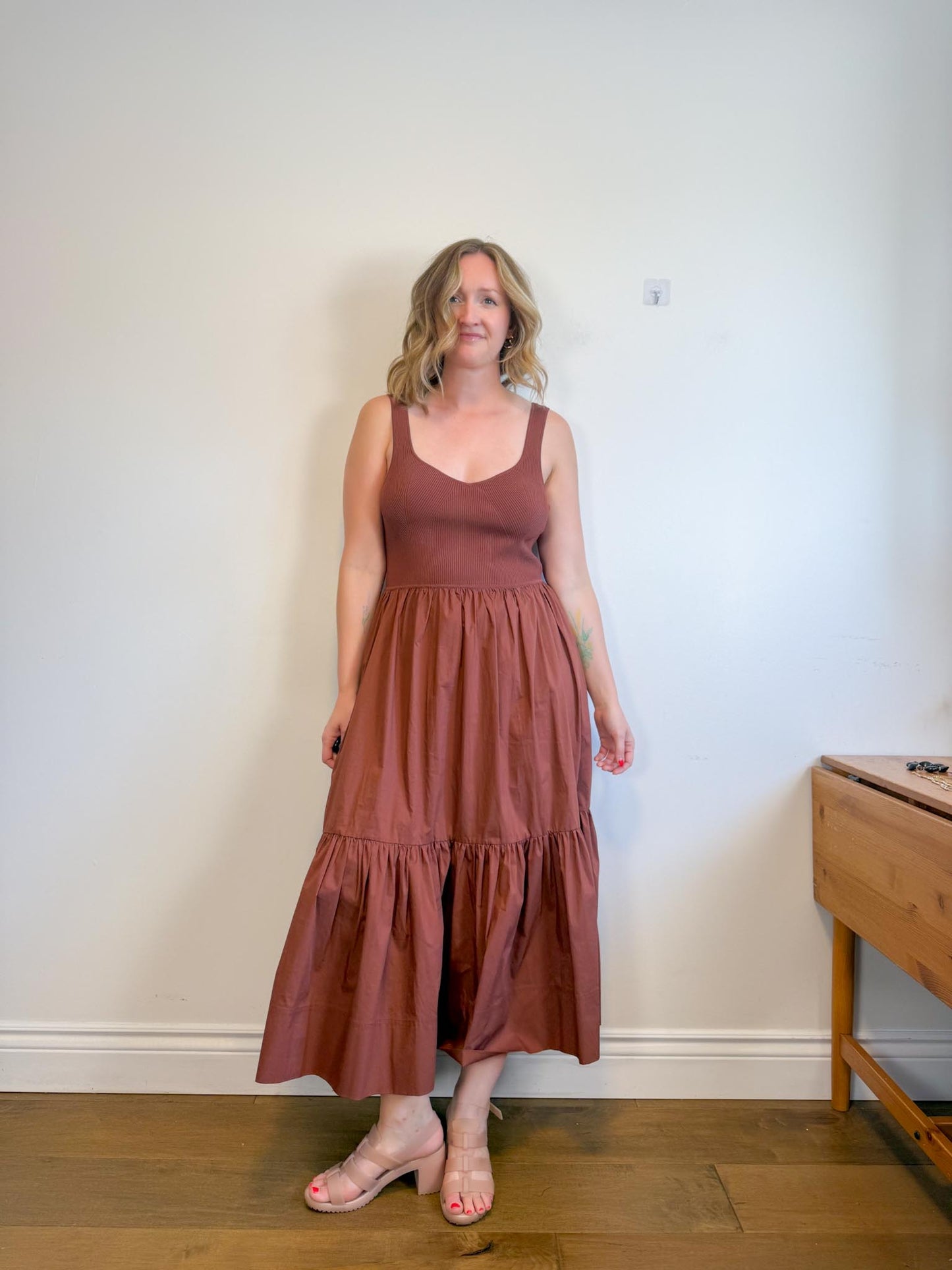Tanya Taylor Designer "Josephina Dress in Brown" (Size L)