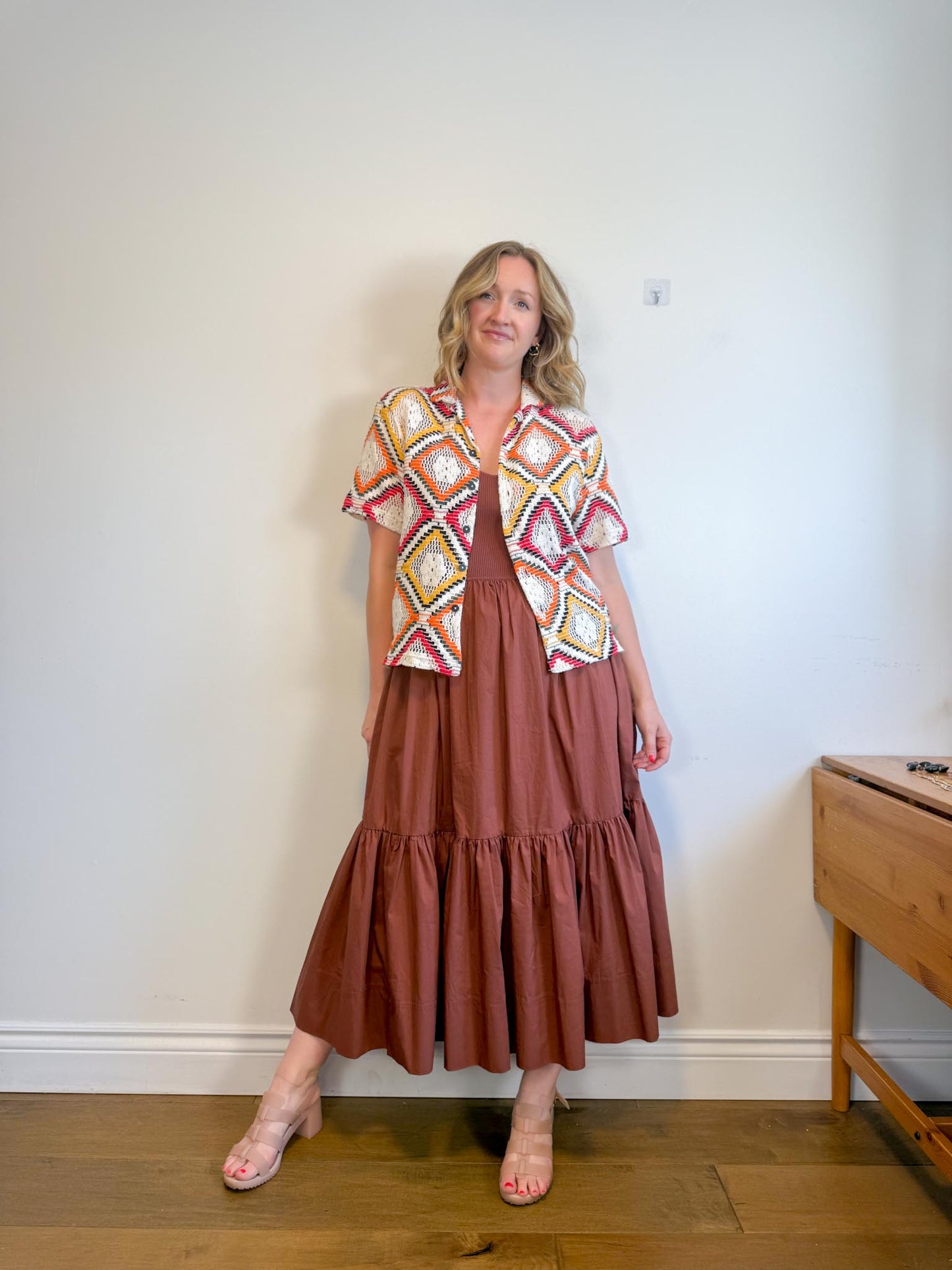 Tanya Taylor Designer "Josephina Dress in Brown" (Size L)