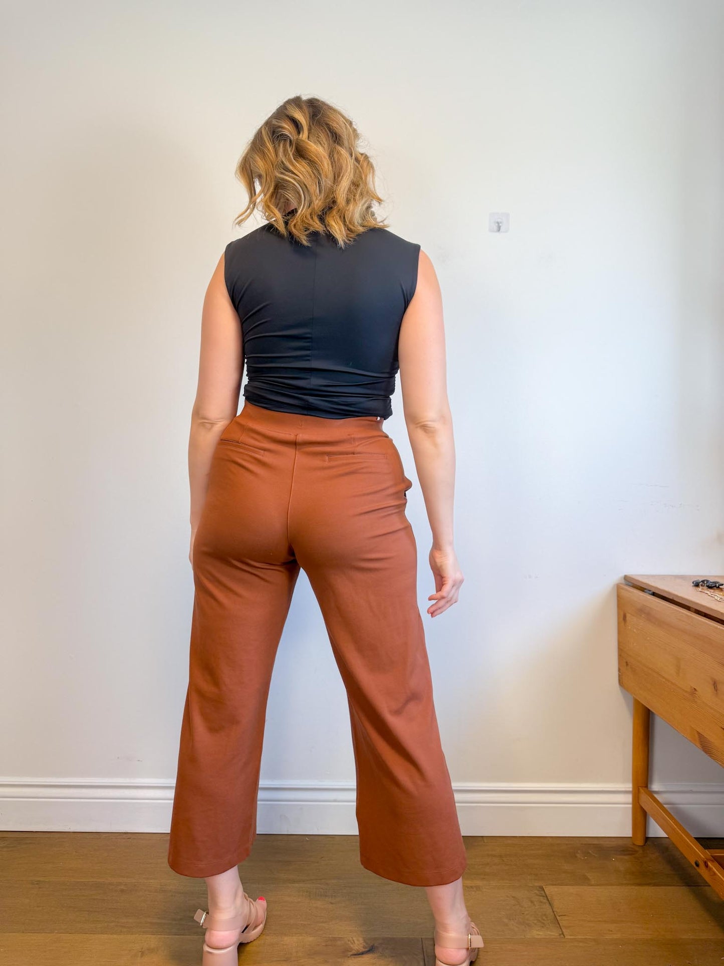 Kit & Ace Pull On Wide Leg Trousers in Brown (Size 12)