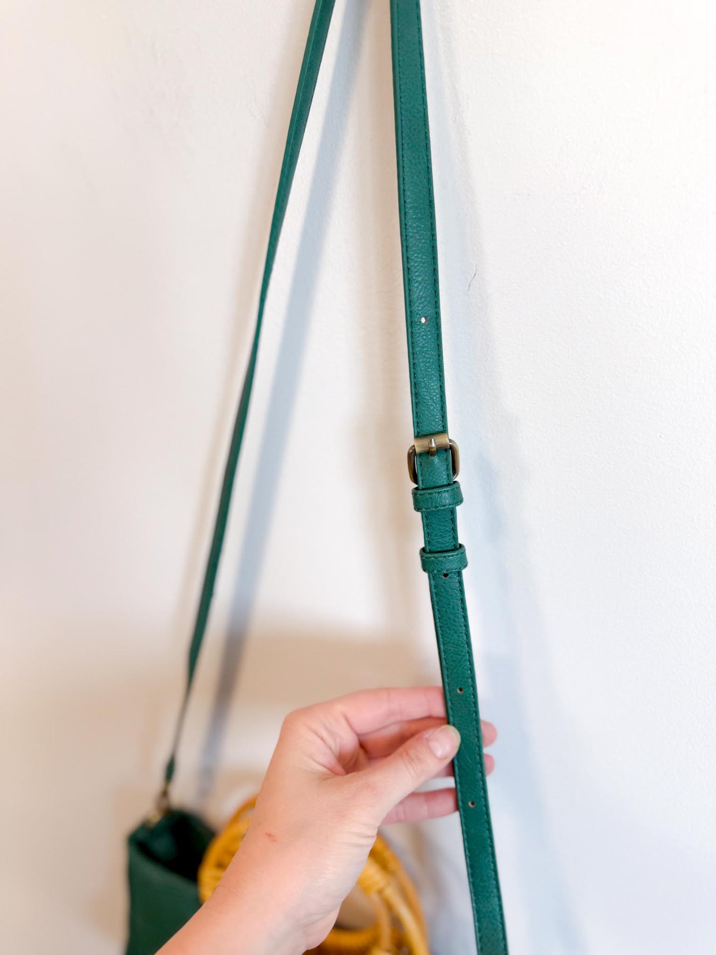 Anthropologie "Marianne Green Purse with Rattan Handle"