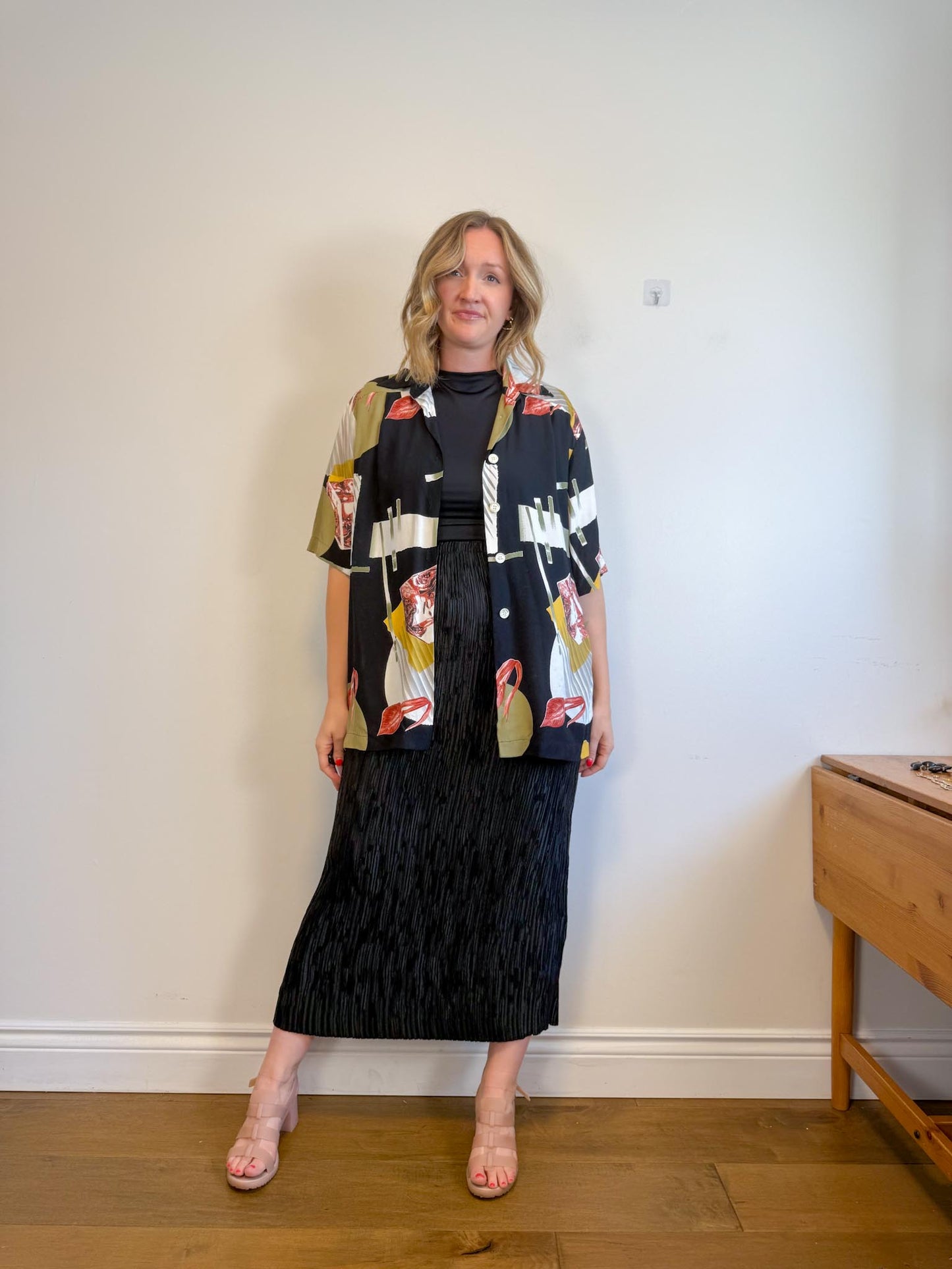 Vintage Abstract Print Blouse (Size XL)