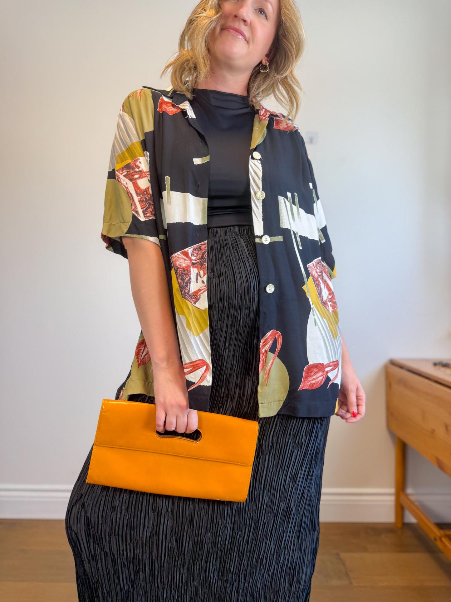 Vintage Abstract Print Blouse (Size XL)
