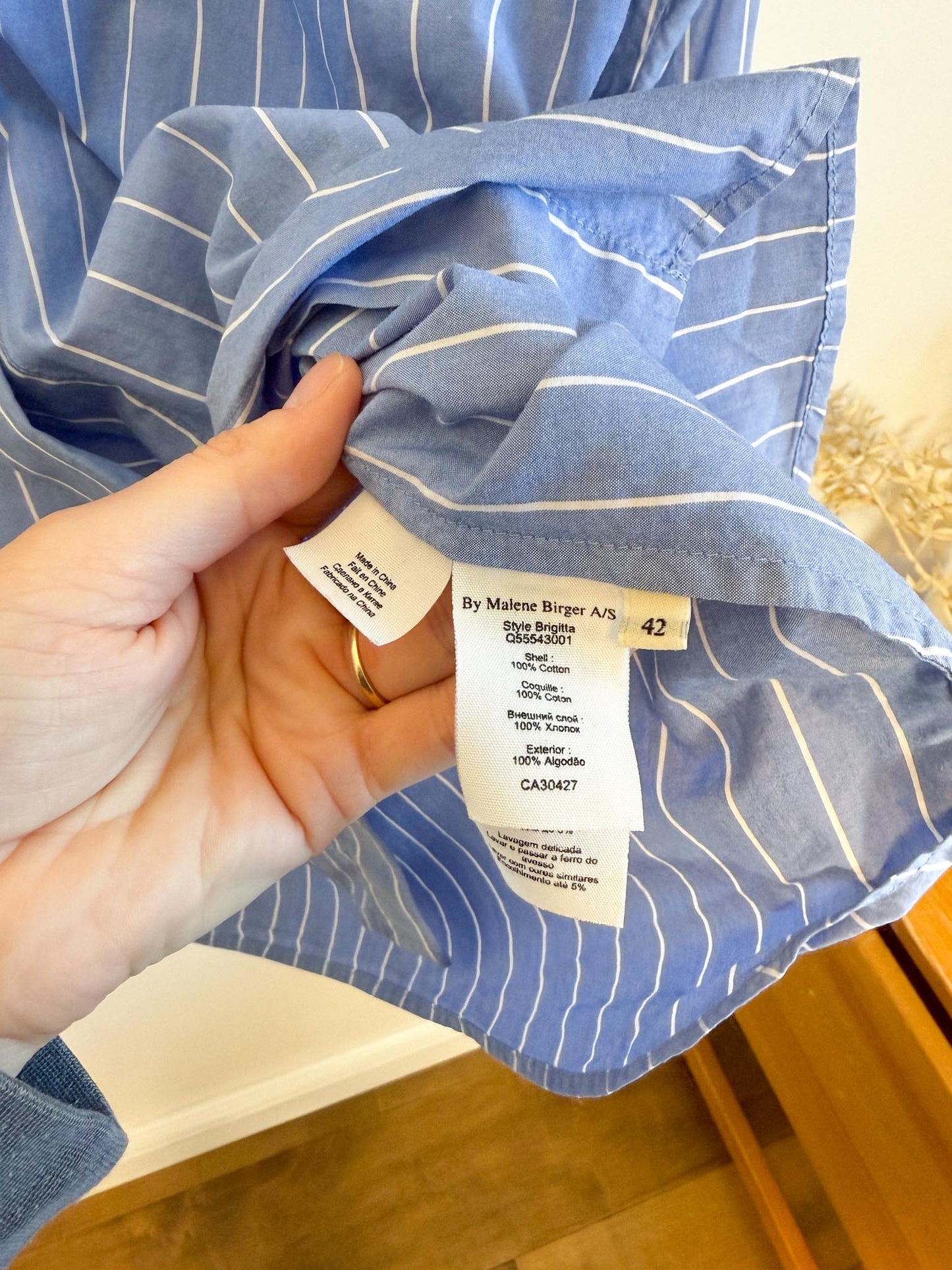 By Malene Birger Designer "Brigitta Blouse in Blue/White Stripe" (Size M)