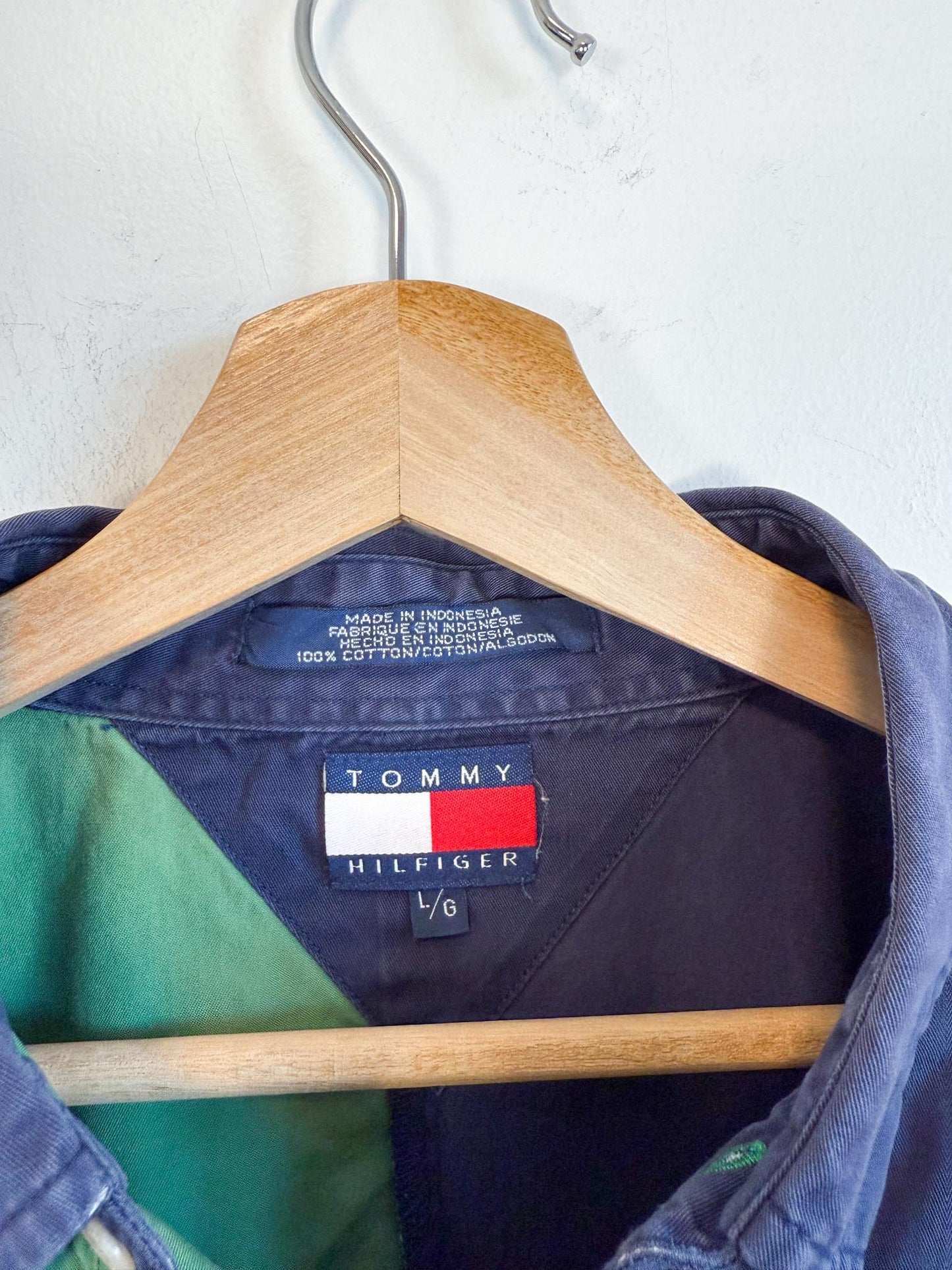 Vintage 90s Tommy Hilfiger Colour Block Button Down (Size L)