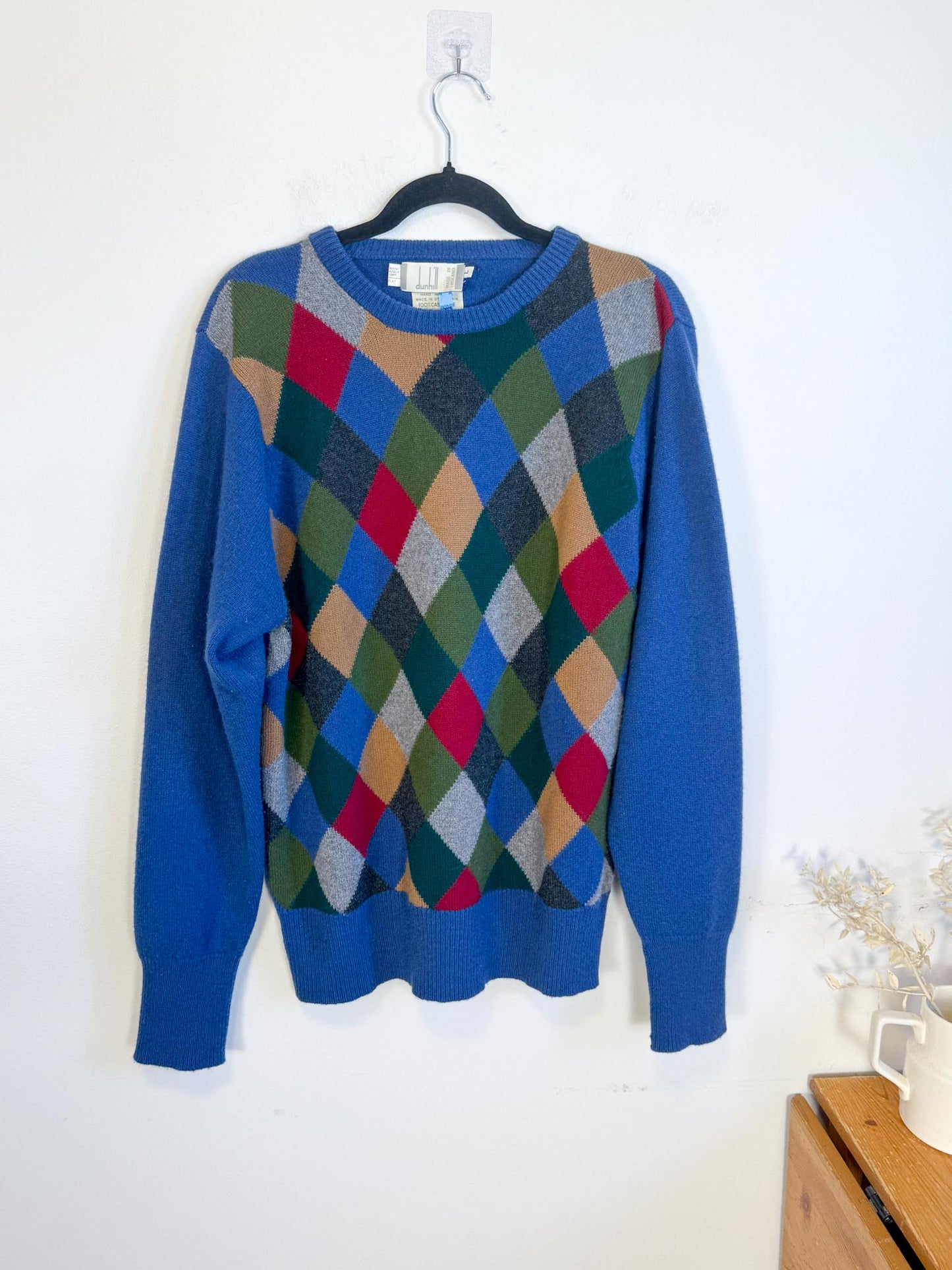 Vintage Dunhill Cashmere Sweater in Plaid SOLD AS IS (Size L)