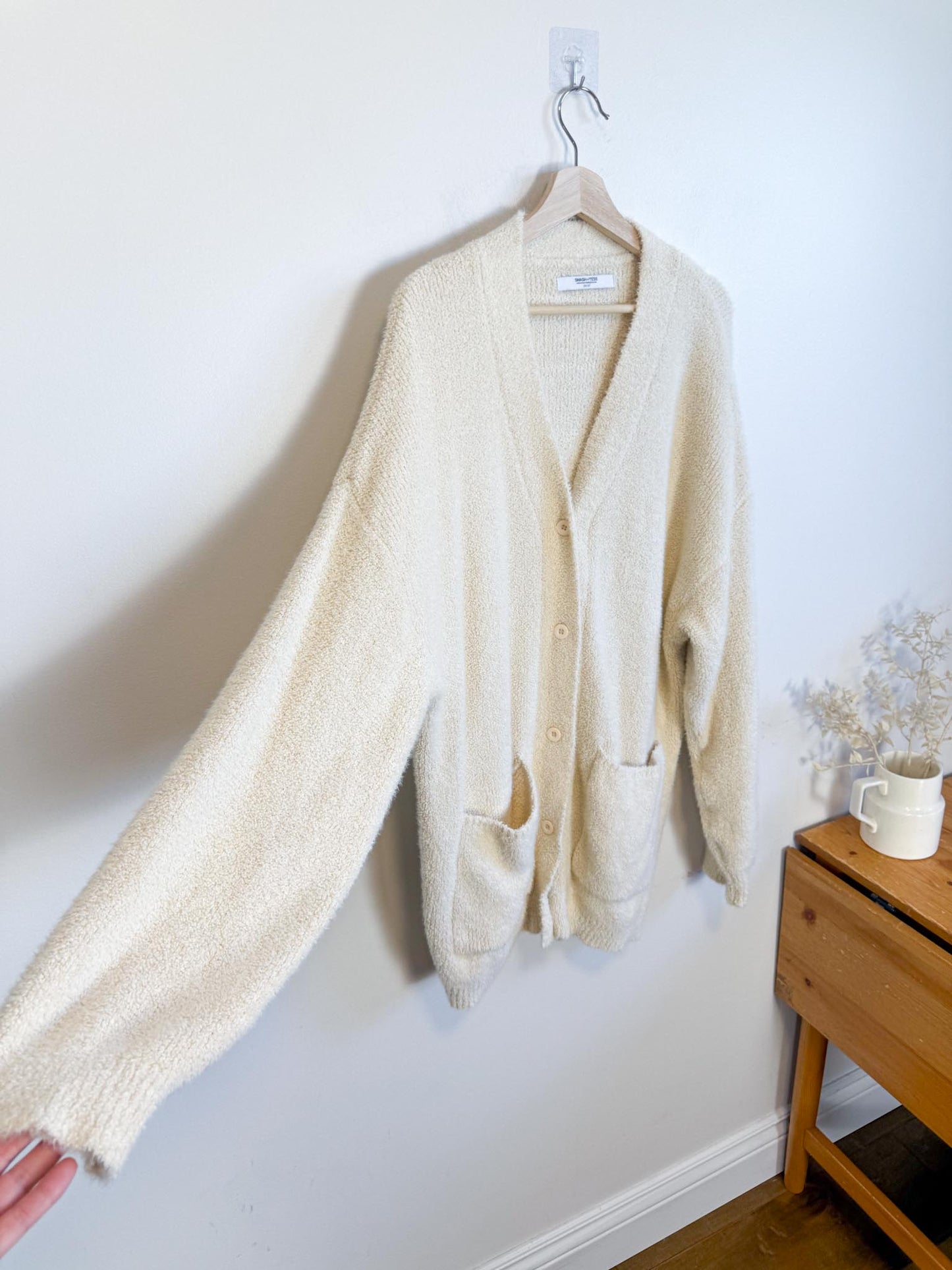 Smash & Tess Fuzzy Neutral Cardigan (Size 2XL)