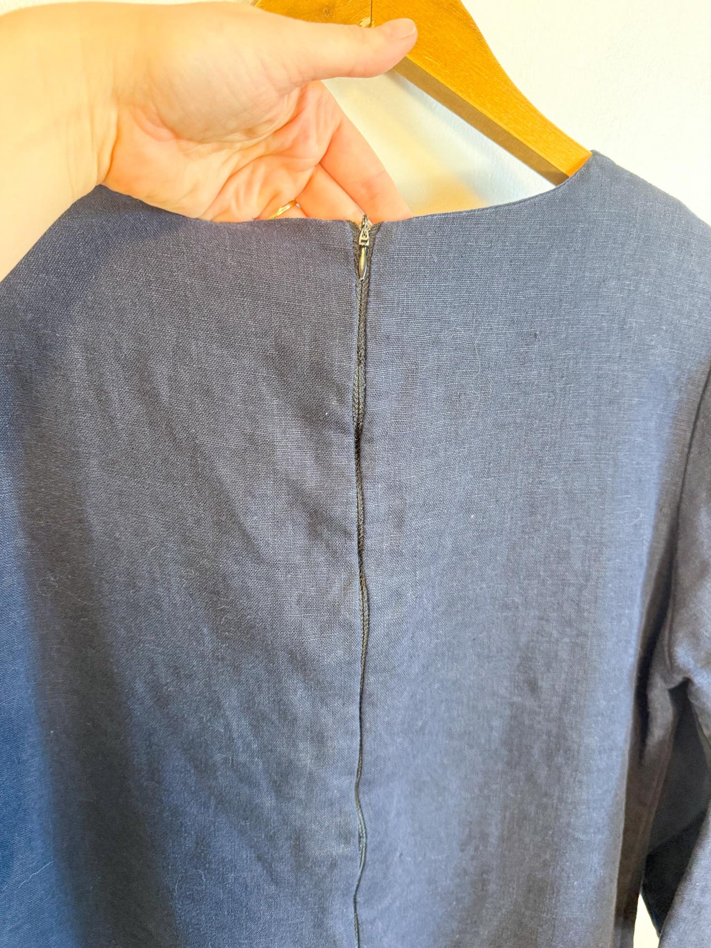 Linen & Life 3/4 Sleeve Linen Mini Dress In Navy SOLD AS IS (SIze M/L)