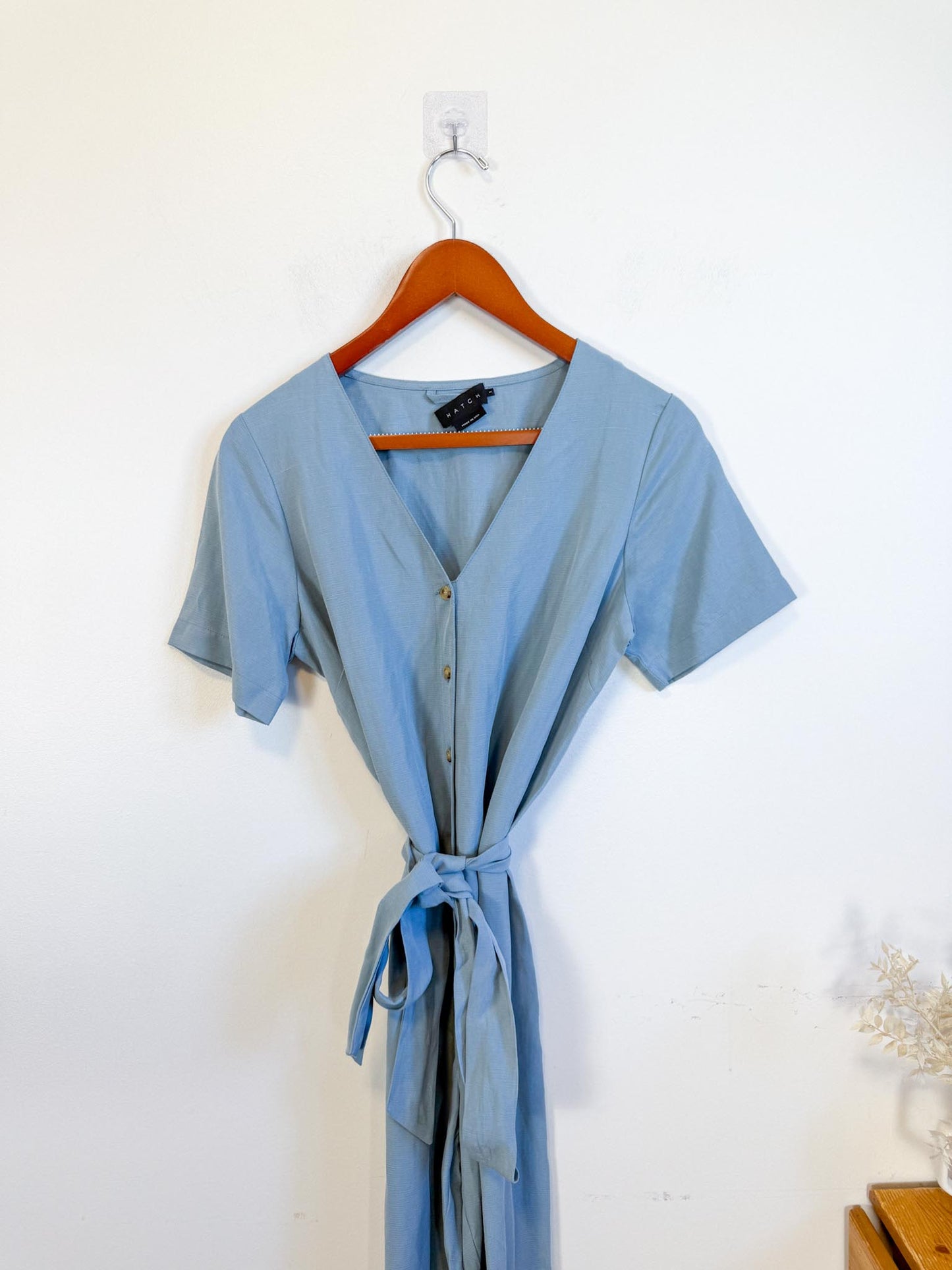 HATCH "The Noelle Jumpsuit in Robin Blue" (Size S)
