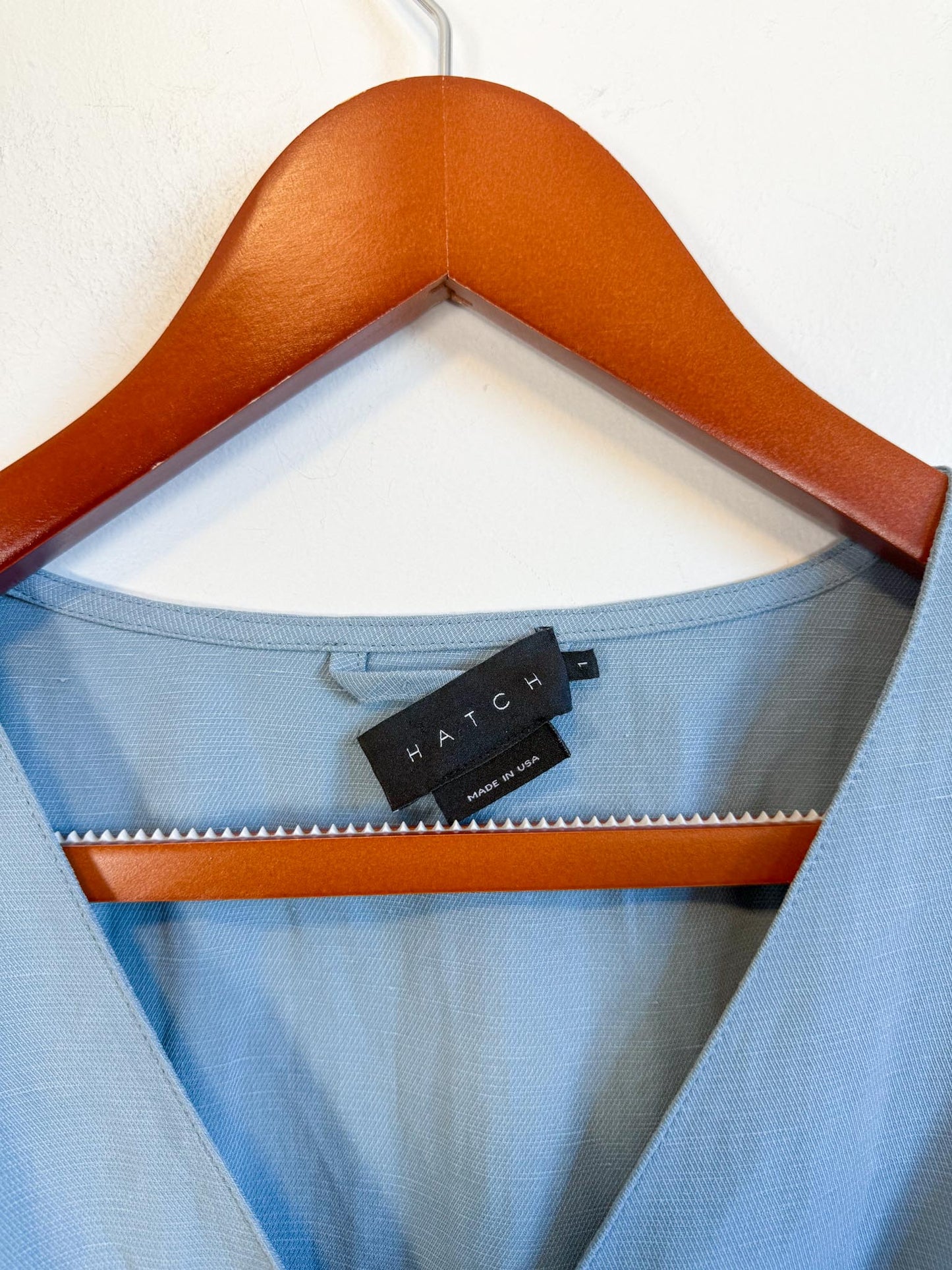 HATCH "The Noelle Jumpsuit in Robin Blue" (Size S)