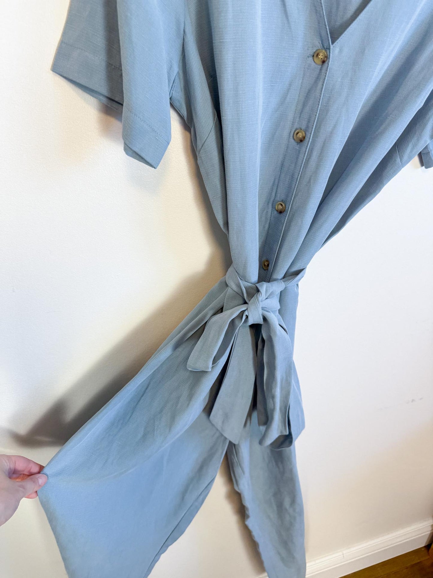 HATCH "The Noelle Jumpsuit in Robin Blue" (Size S)