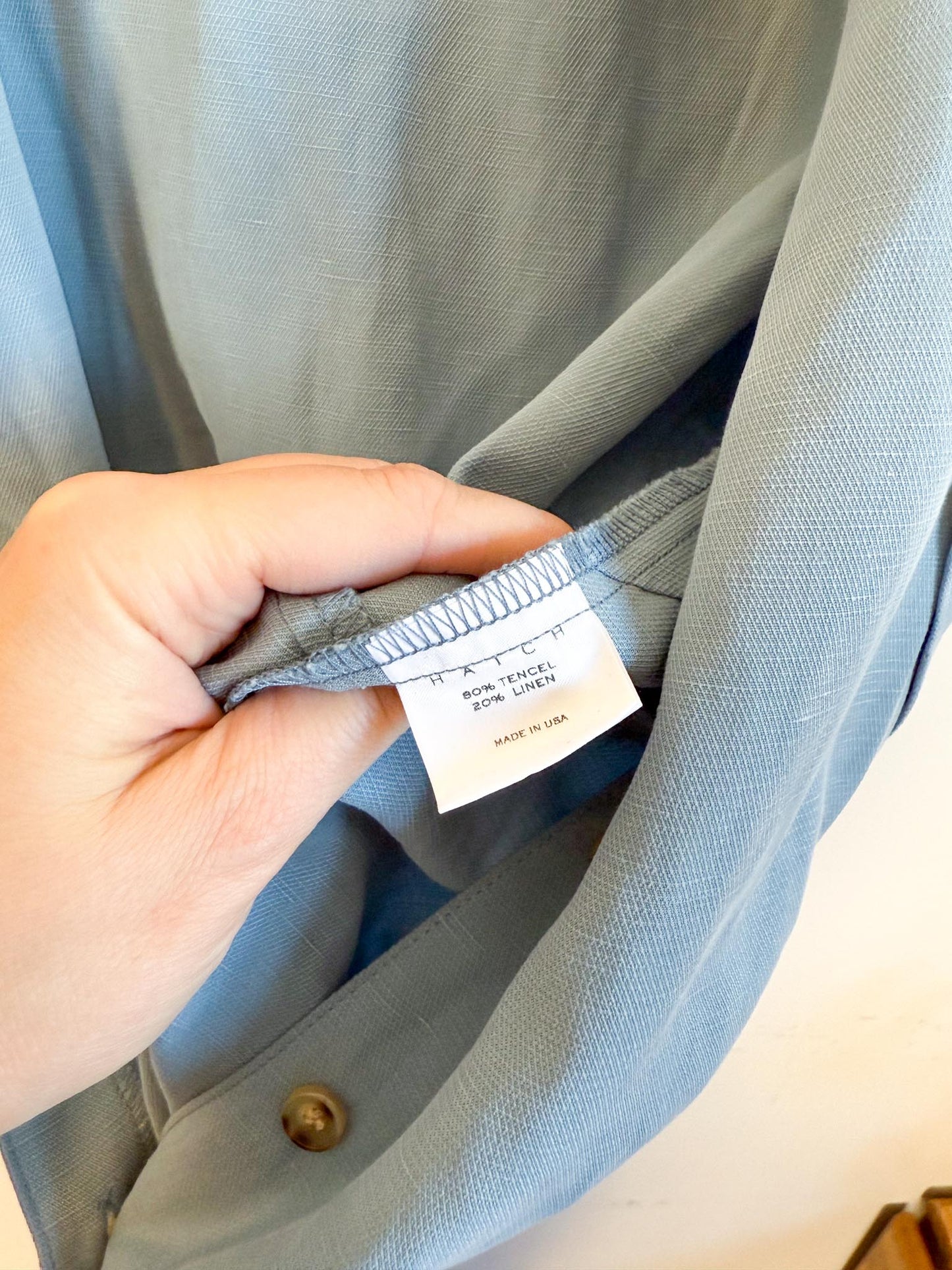 HATCH "The Noelle Jumpsuit in Robin Blue" (Size S)