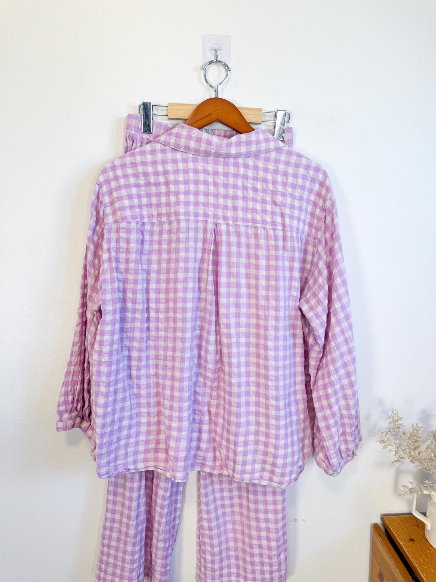 ARKET "Gingham Seersucker Pyjama Two Piece Set in Lilac" SOLD AS IS (Size S)