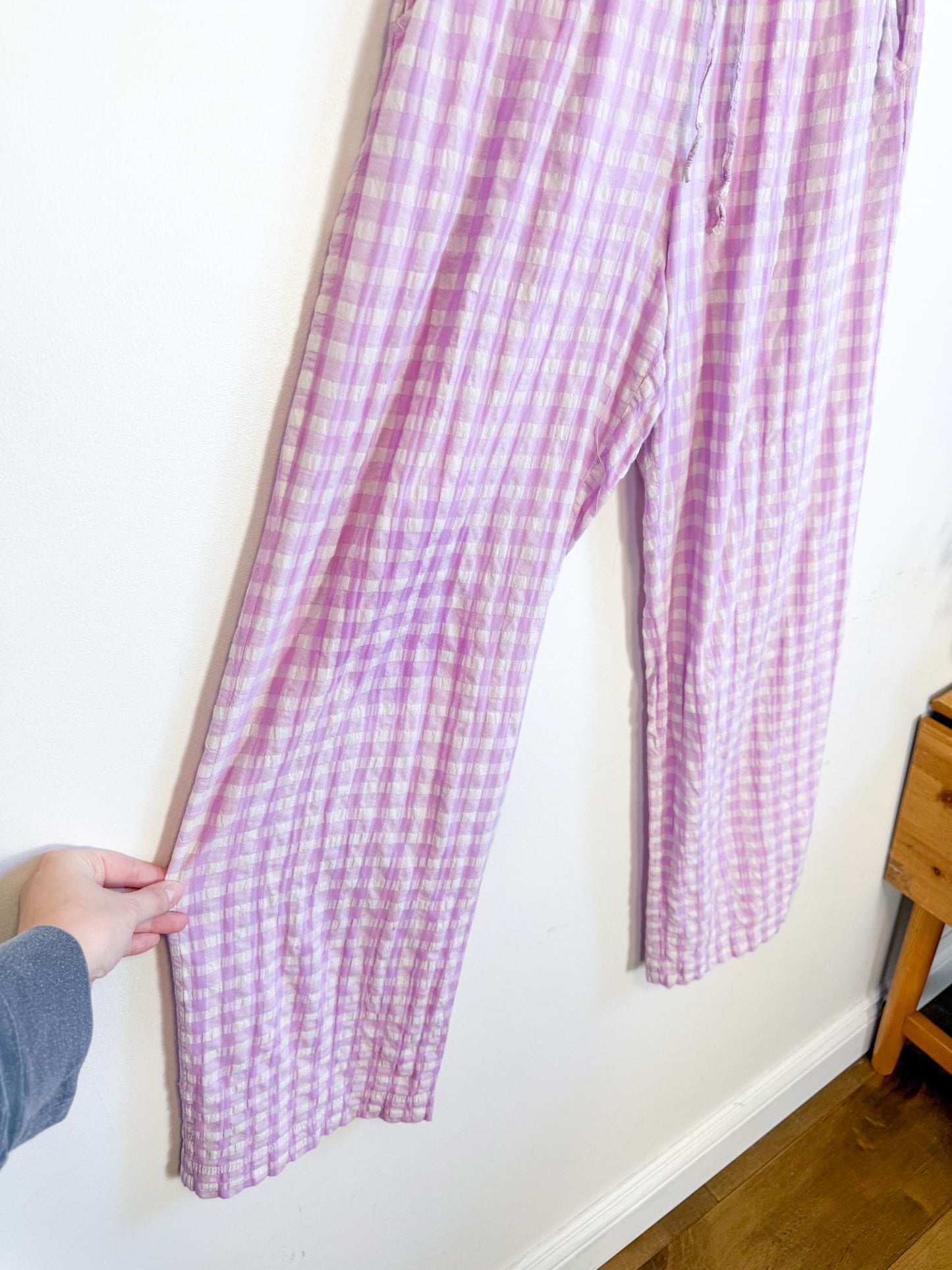 ARKET "Gingham Seersucker Pyjama Two Piece Set in Lilac" SOLD AS IS (Size S)
