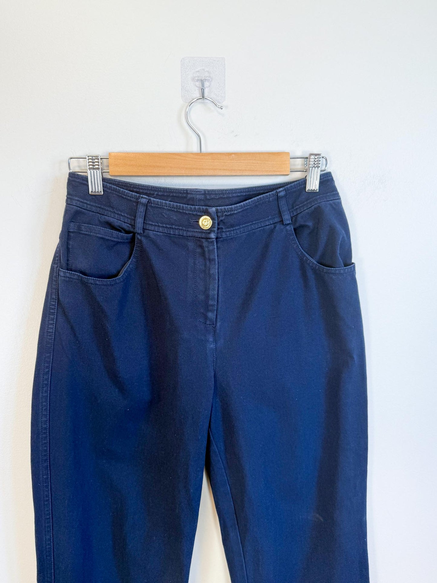 ST.JOHN Designer Cotton Pants in Navy (Size S)