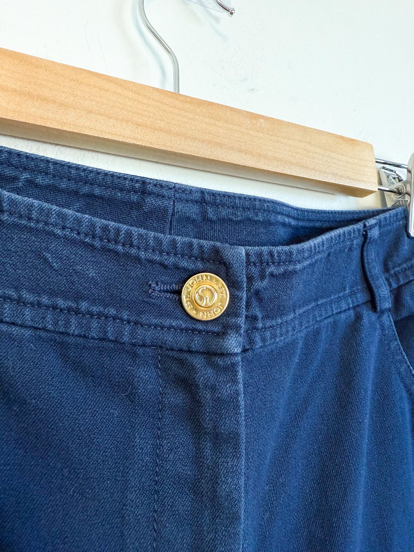 ST.JOHN Designer Cotton Pants in Navy (Size S)