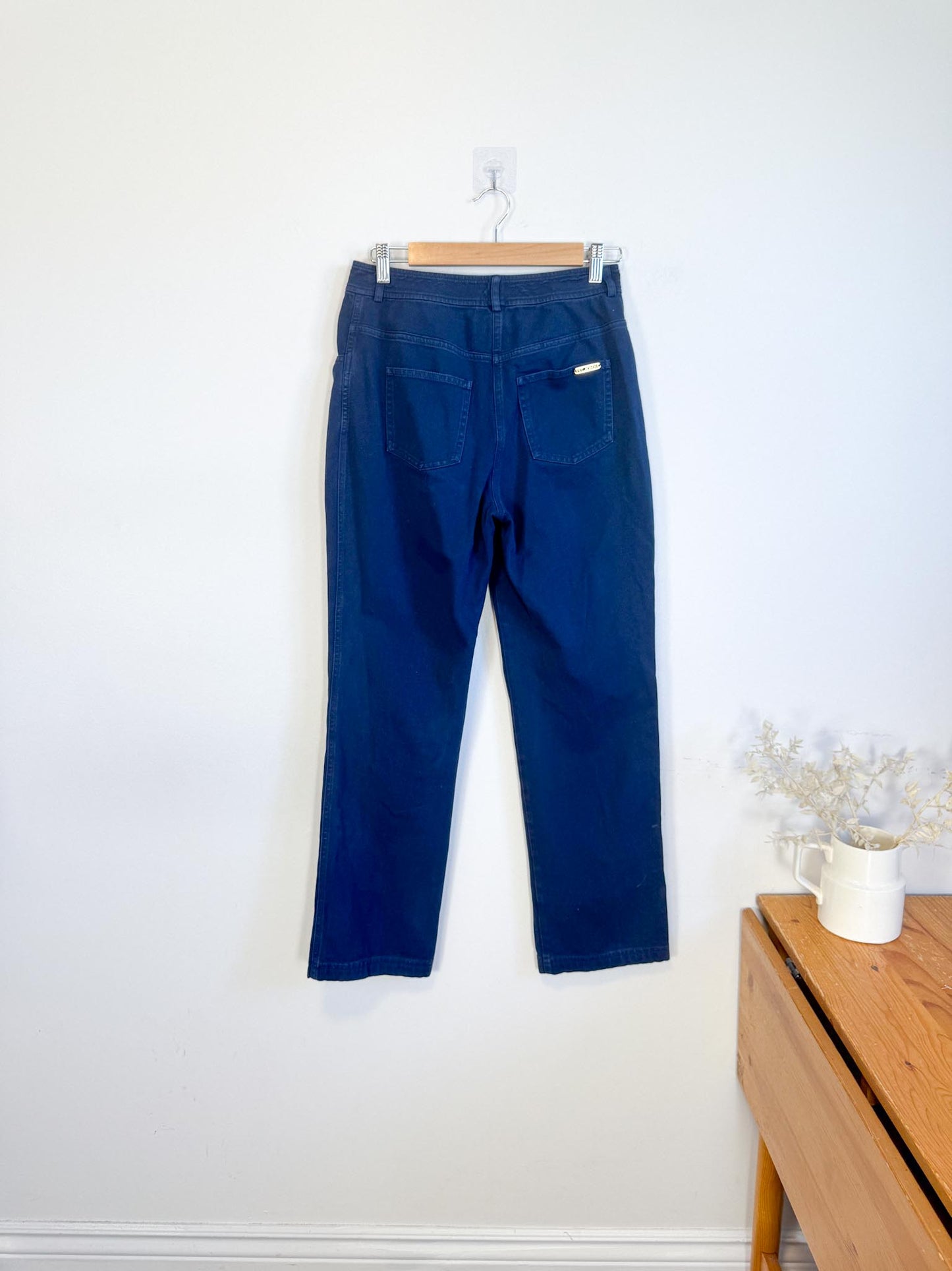 ST.JOHN Designer Cotton Pants in Navy (Size S)