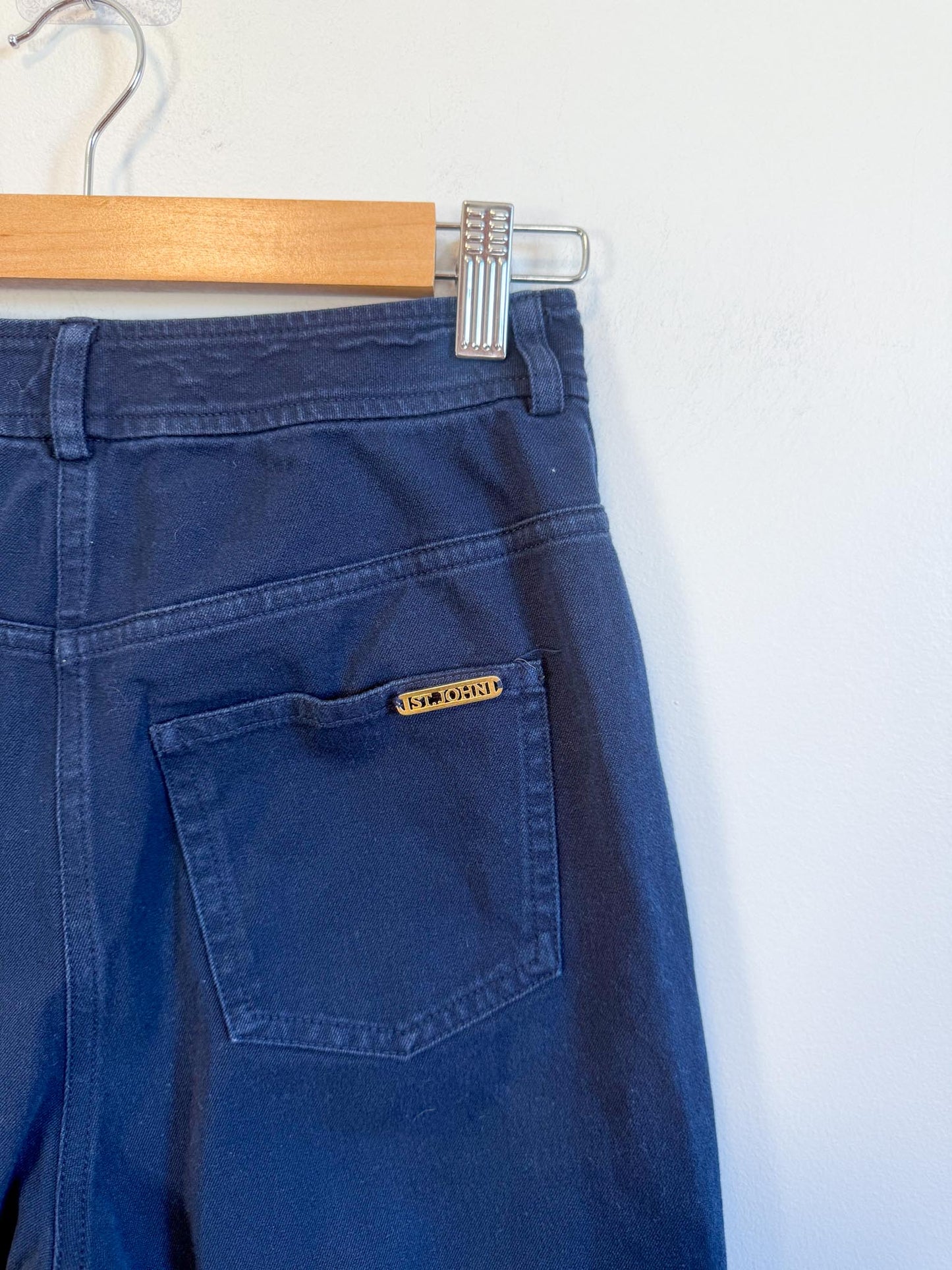 ST.JOHN Designer Cotton Pants in Navy (Size S)