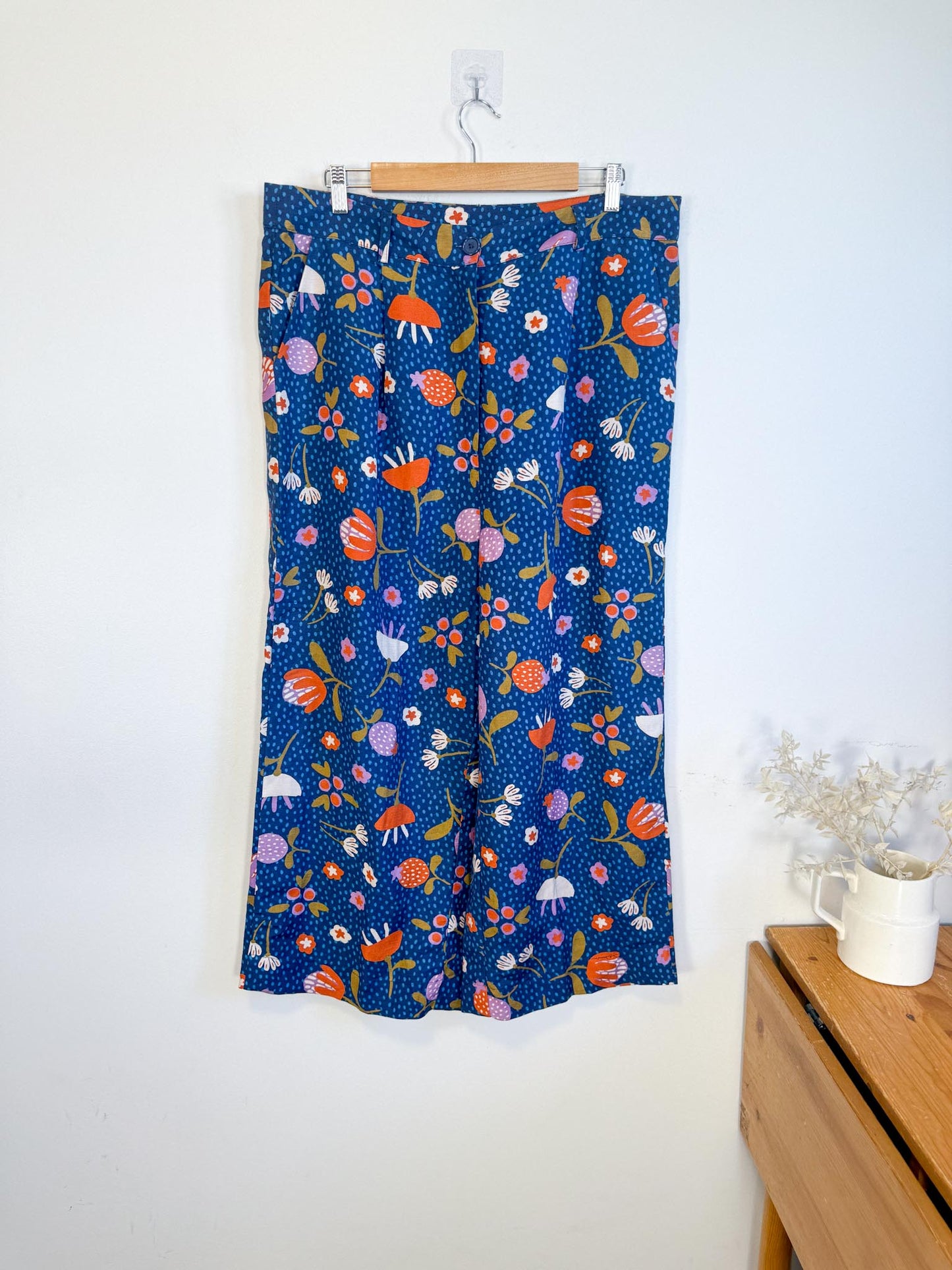 Princess Highway x ModCloth Linen Wide Leg Pants in Floral Print (Size 16)