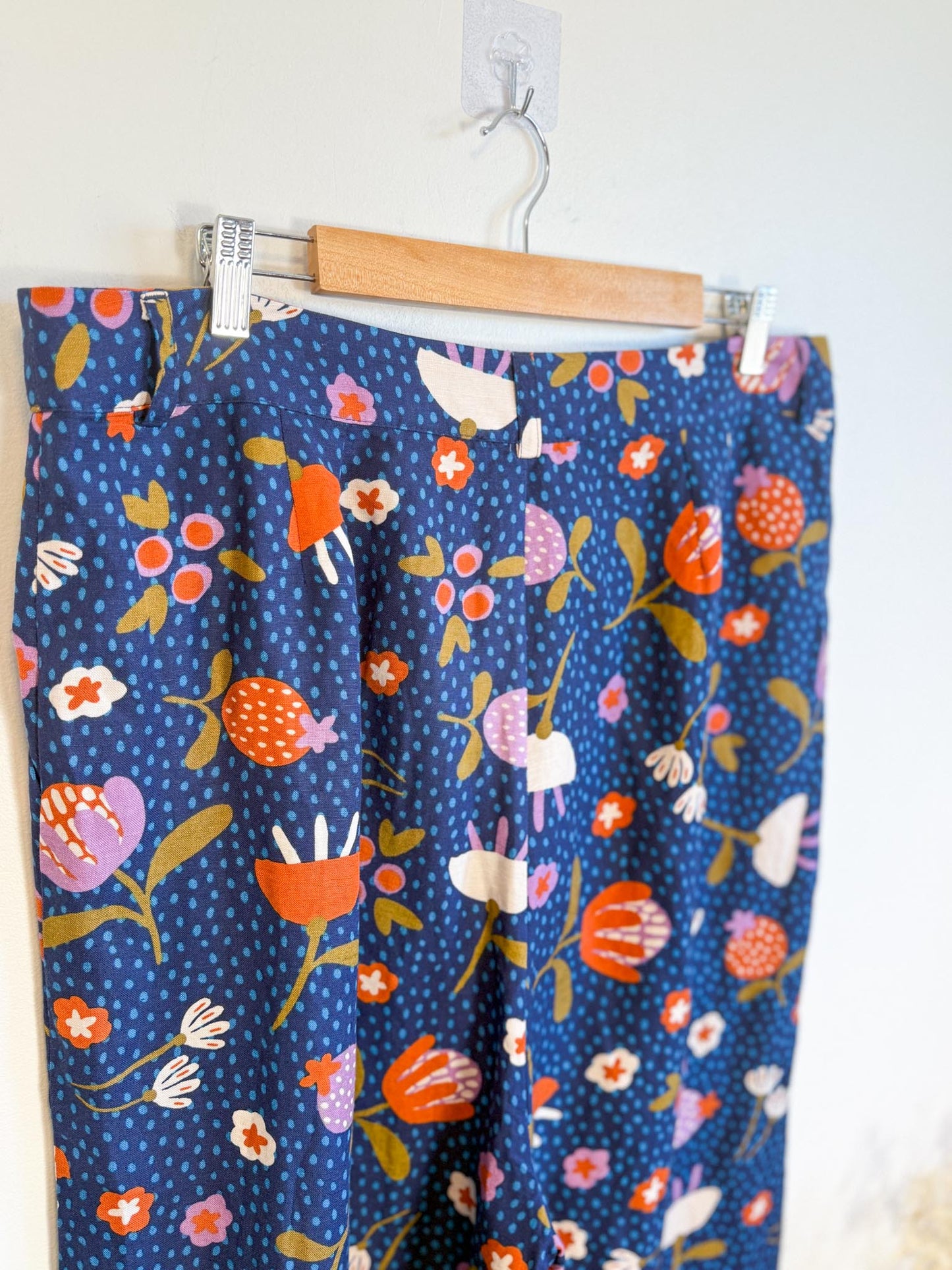 Princess Highway x ModCloth Linen Wide Leg Pants in Floral Print (Size 16)
