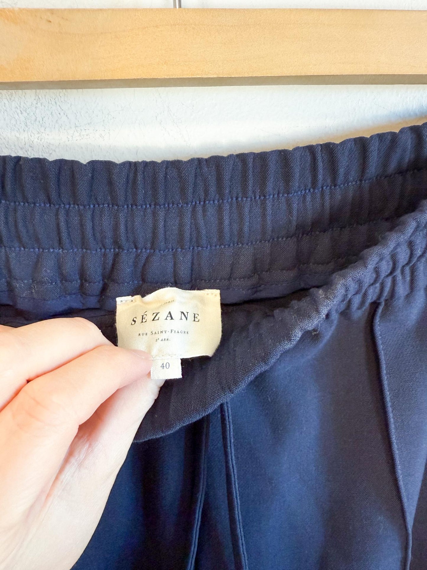 SEZANE "Bruce Trousers in Navy" (Size M/L)