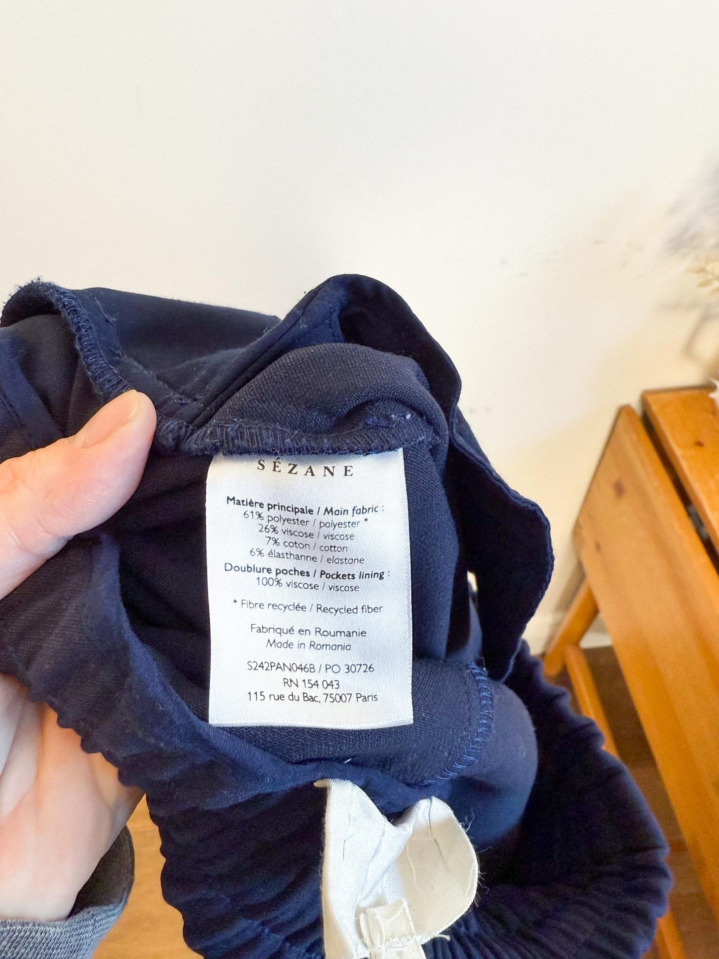 SEZANE "Bruce Trousers in Navy" (Size M/L)