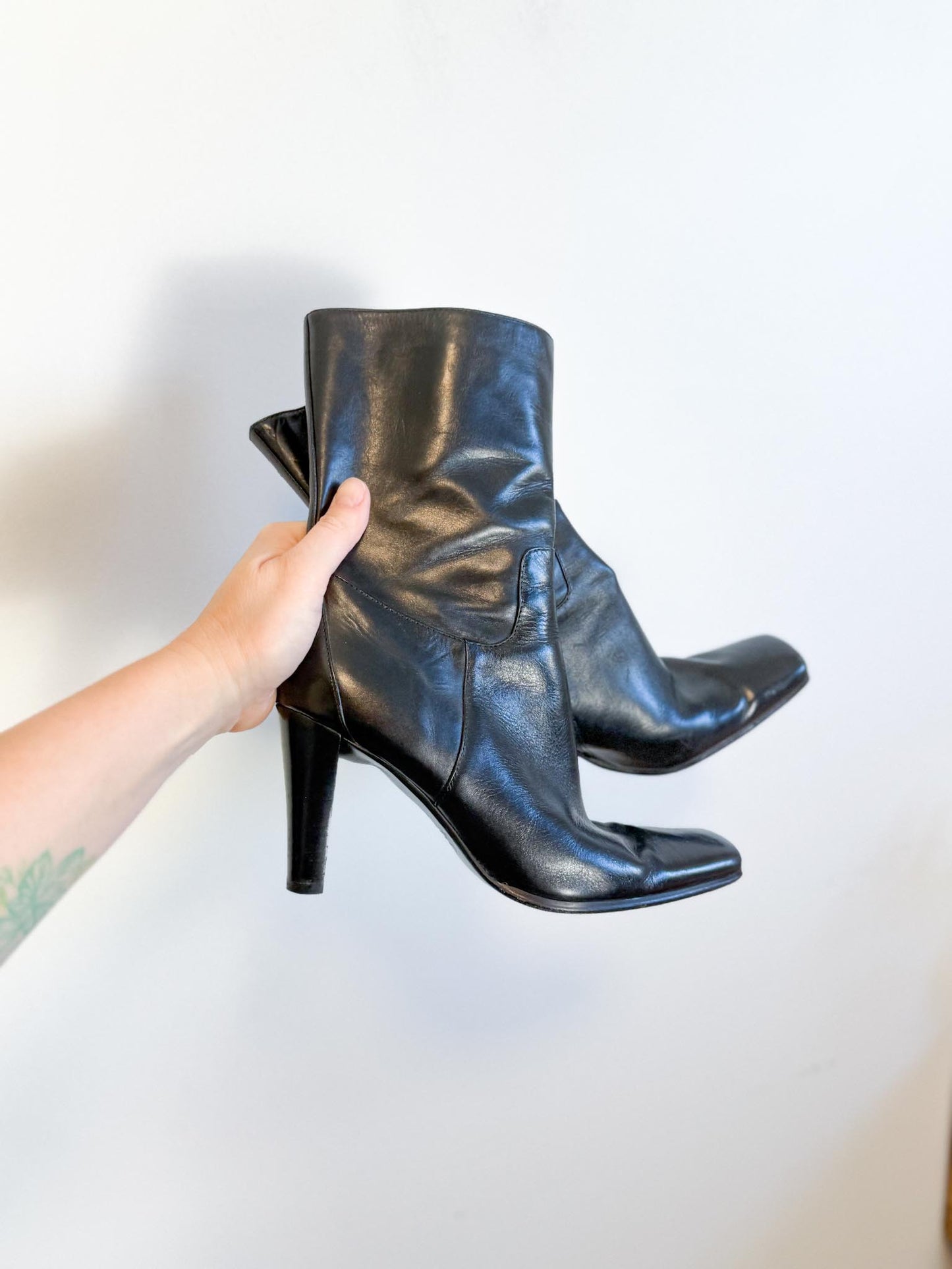Charles David Black Leather Boots (Size 7 1/2)