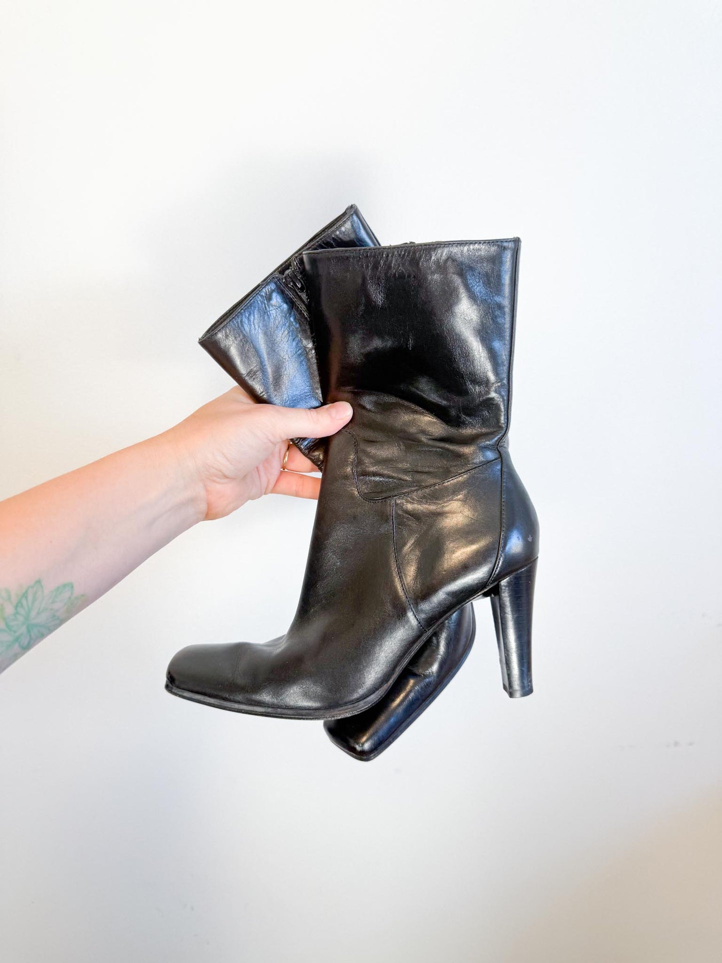 Charles David Black Leather Boots (Size 7 1/2)