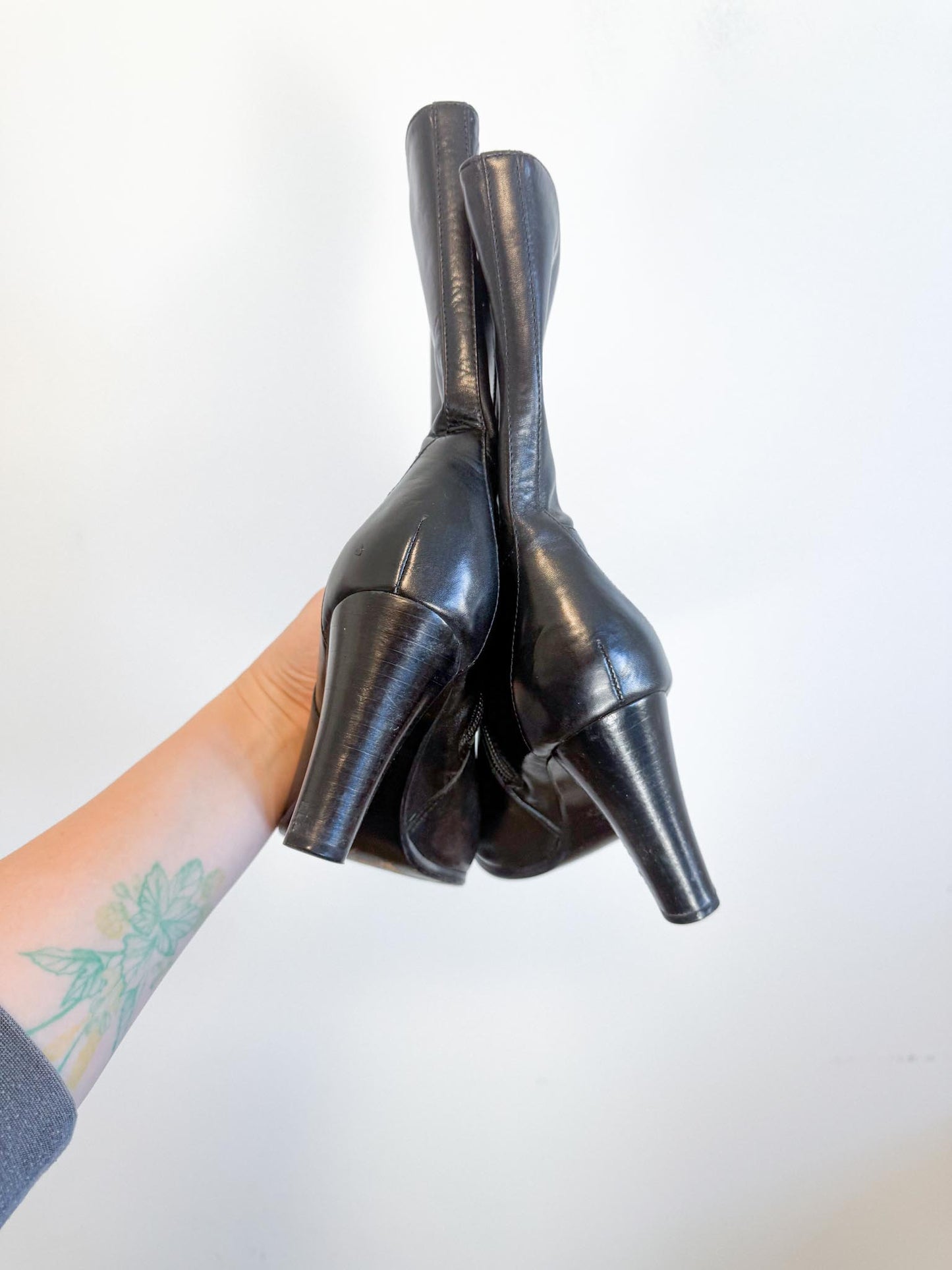 Charles David Black Leather Boots (Size 7 1/2)