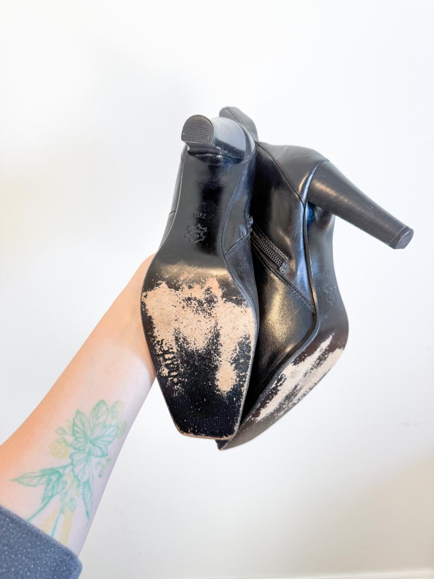 Charles David Black Leather Boots (Size 7 1/2)