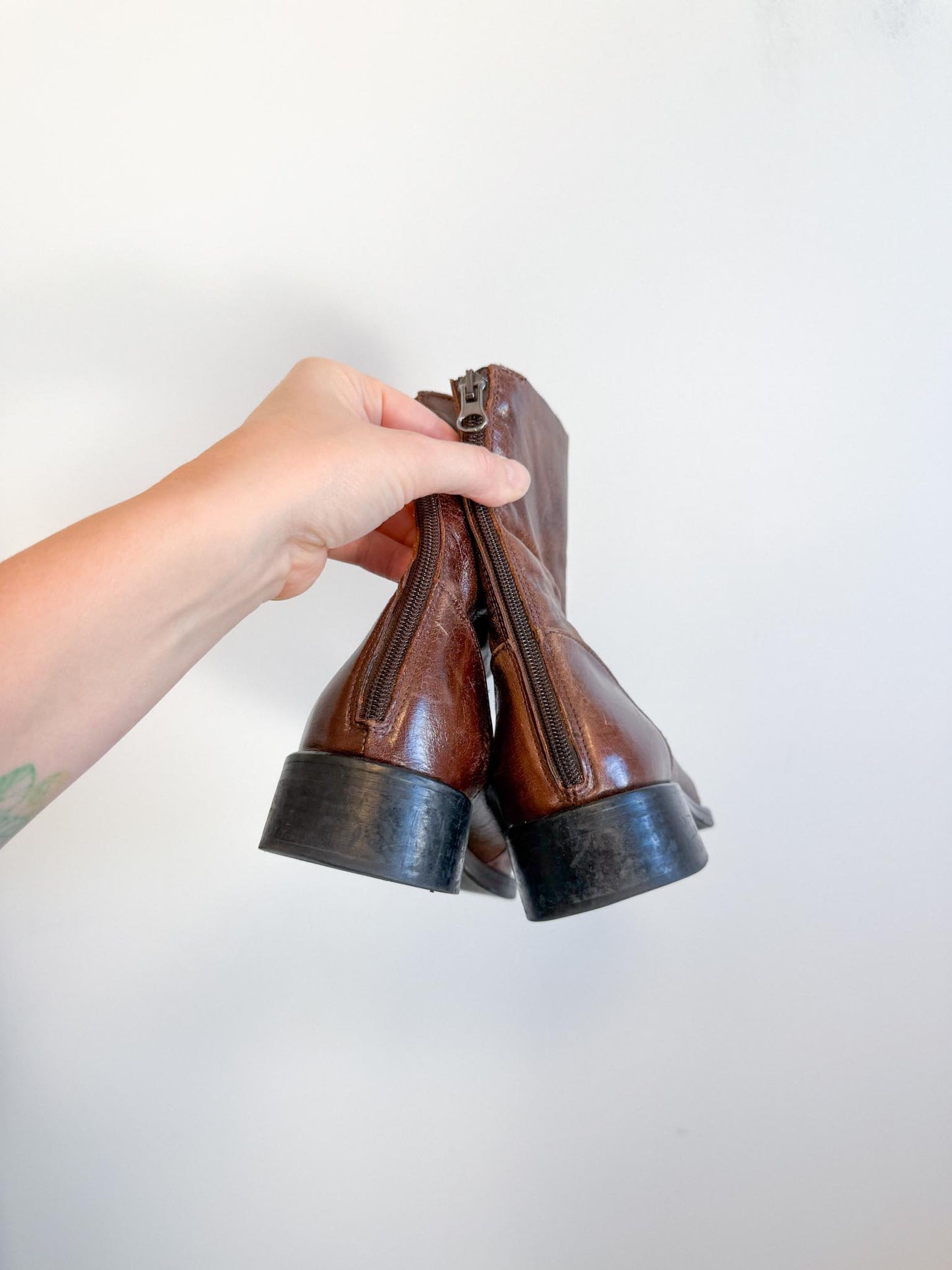 L’Intervalle Brown Leather Ankle Boots (Size 38)