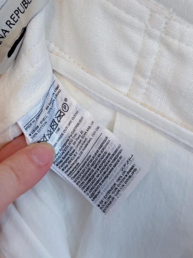 Banana Republic High Rise Wide Leg Linen Pants in White (Size 8)