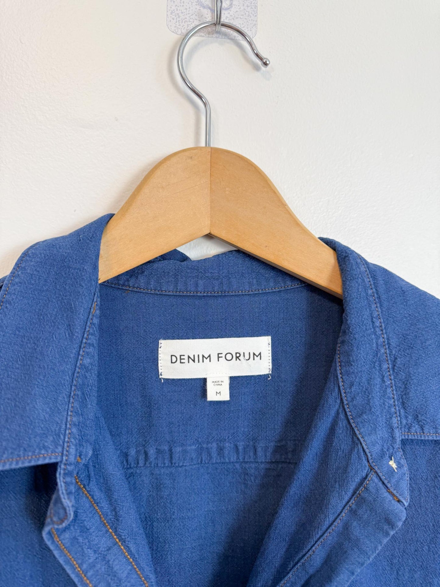 Denim Forum "The Jane Shirt" in Blue with Contrast Stitching (Size M)