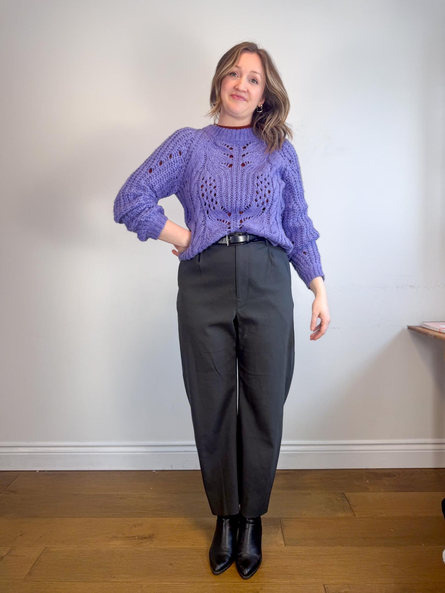 YAS Purple Chunky Knit Alpaca Sweater NWT (Size L)